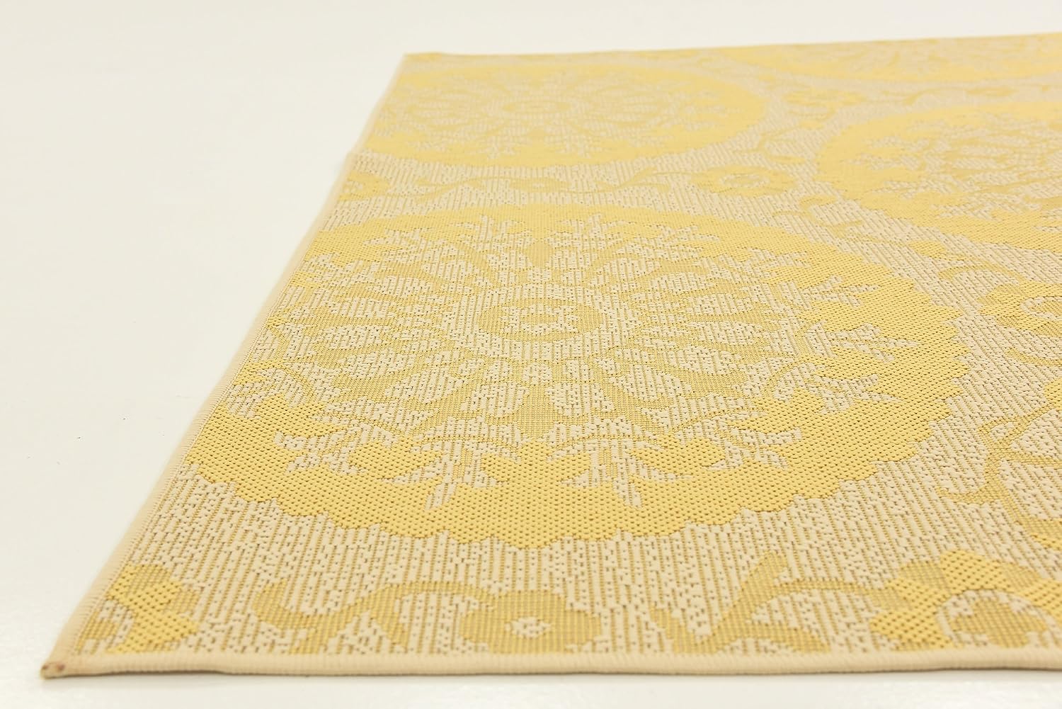 Unique Loom Outdoor Botanical Collection Area Rug - Medallion (6' 1" Square, Yellow/ Beige)
