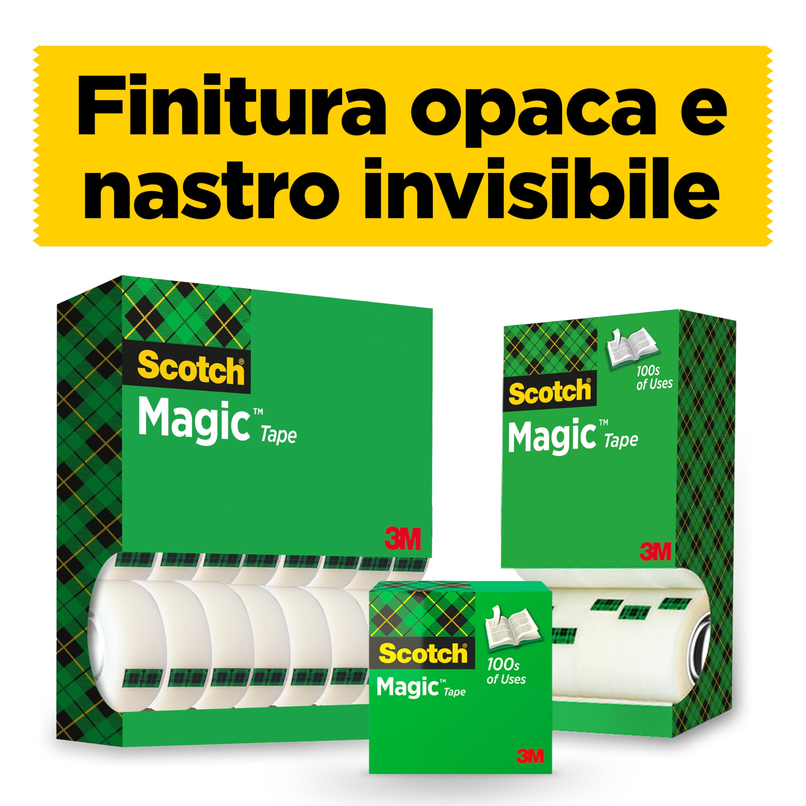 Scotch Nastro adesivo Magic - 6 Rotoli da 19 mm x 33 m - Nastro Trasparente Opaco e Scrivibile Ottimo per Casa, Ufficio e Scuola