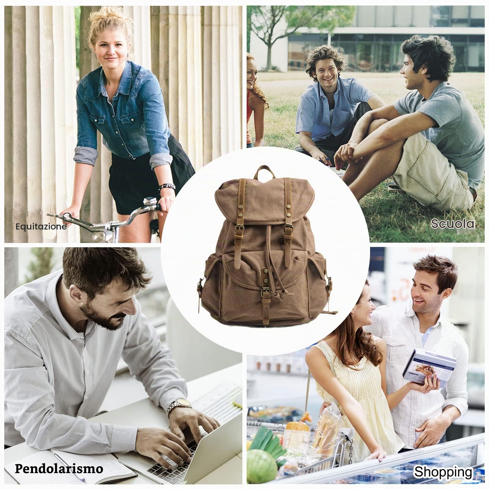 FANDARE Tela Zaino da Escursionismo Zaini Zainetto Trekking Borsa a tracolla Zaino Scuola Cartella Borsone con Couliss Zaino da Campeggio Viaggio Grande per Uomo Donna Sportivo Zaini da hiking