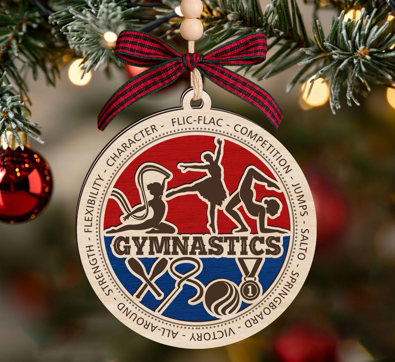 Décoration de gymnastique en bois 10,2 cm, ornement sport et athlètes