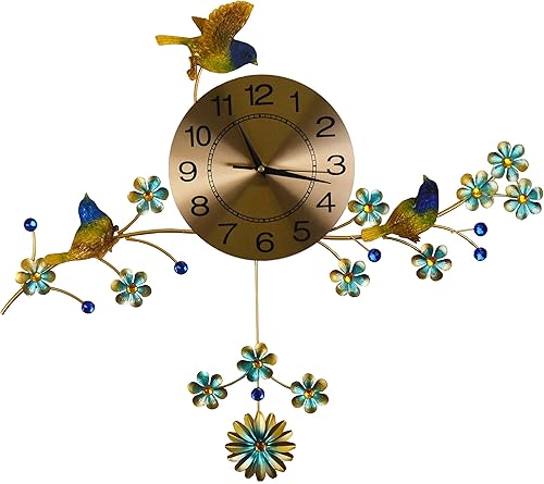 Reloj de pared grande de 3 Bluebird Gold con detalles de cristal