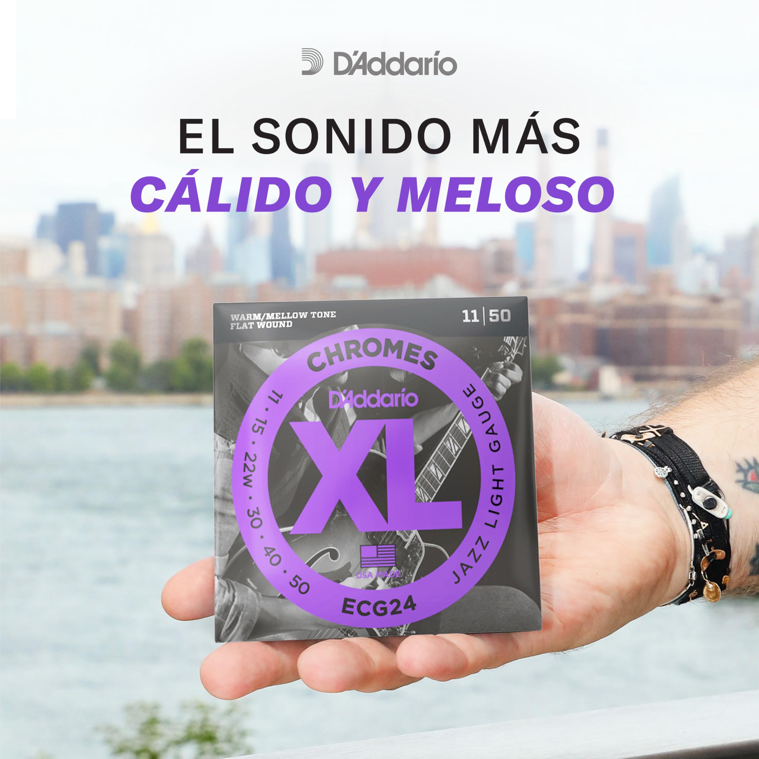Cuerdas D'Addario para guitarra baja, XL Chromes Flat Wound, ECB81-5SL, calibre normal ligero 45-132, escala superlarga, juego de 5 cuerdas, paquete de 1