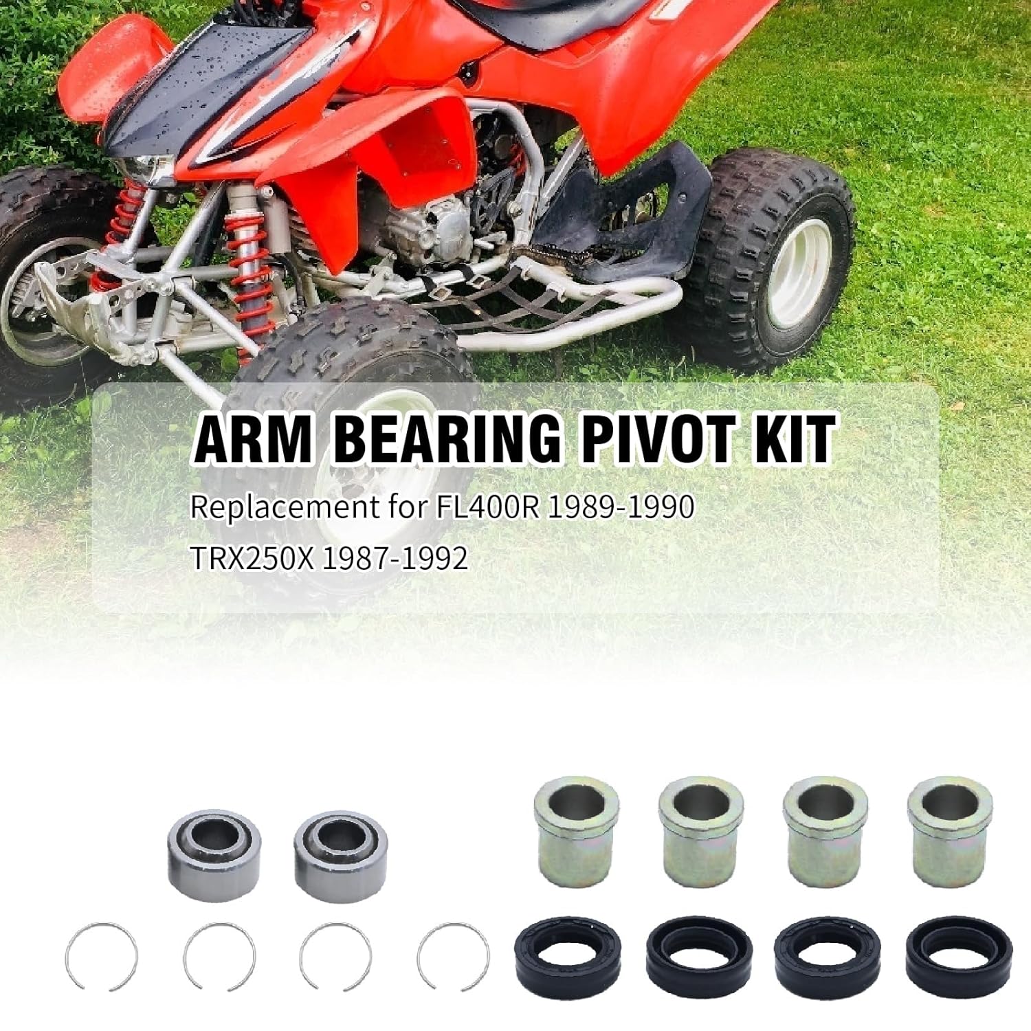 Lower A Arm or Front Upper Bearing Pivot Kit, Replacement for Honda Sportrax 300EX TRX300EX 400EX TRX400EX TRX450R TRX450ER TRX250X