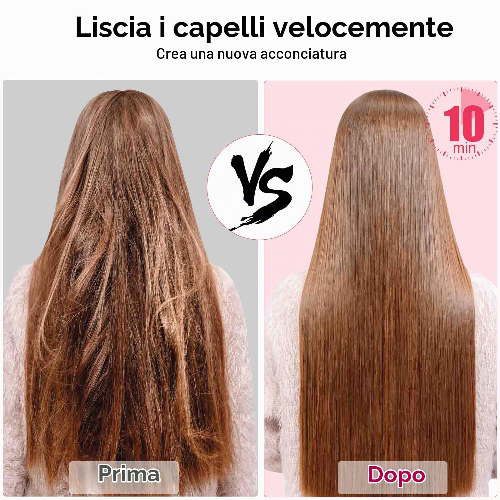 Spazzola Lisciante per Capelli, Senza Fili Mini Portatile Spazzola Elettrica Lisciante, Riscaldamento Rapido e Ricarica 140 – 200 ℃, 4 Impostazioni di Temperatura, per lisciare i capelli fini