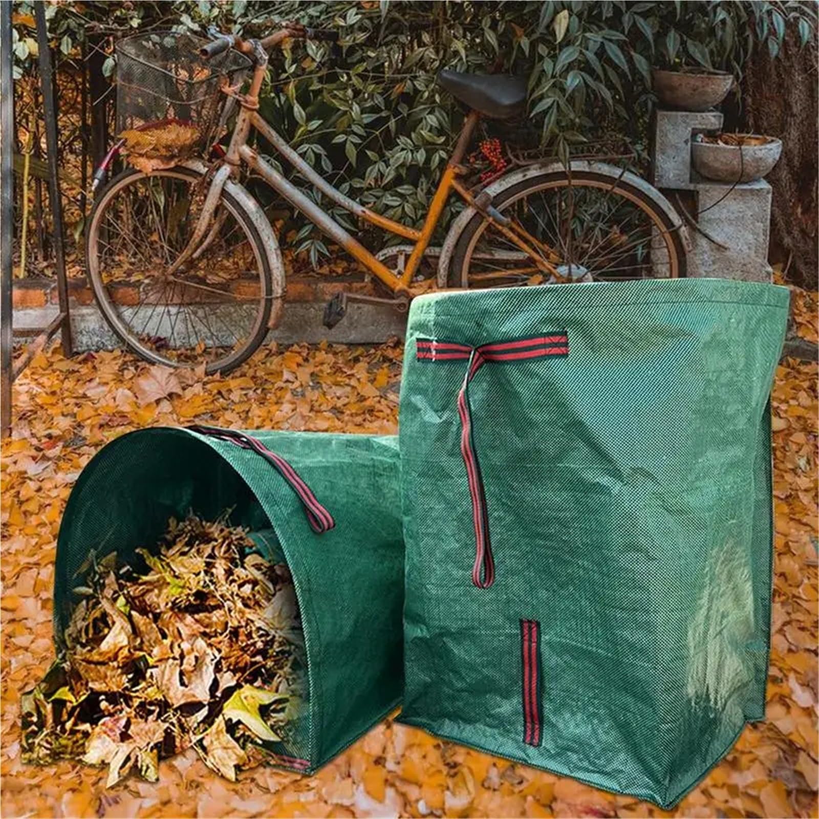 2 bolsas de basura for jardín, gran capacidad, for recoger malas hierbas, hojas, flores y residuos Para Hojas(270L)