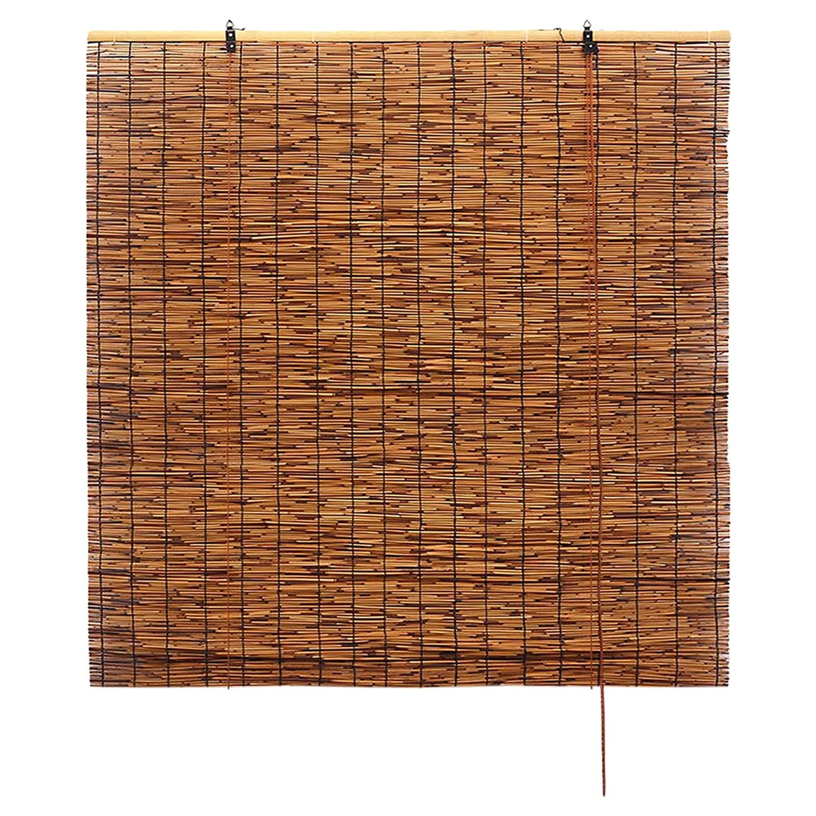 HELCEKOU Bamboo Roller Blinds for Indoor & OutdoorLight Filtering Window Shades Adjustable 12" to 78" Wide (48x48in) EcoFriendly Privacy Partitions