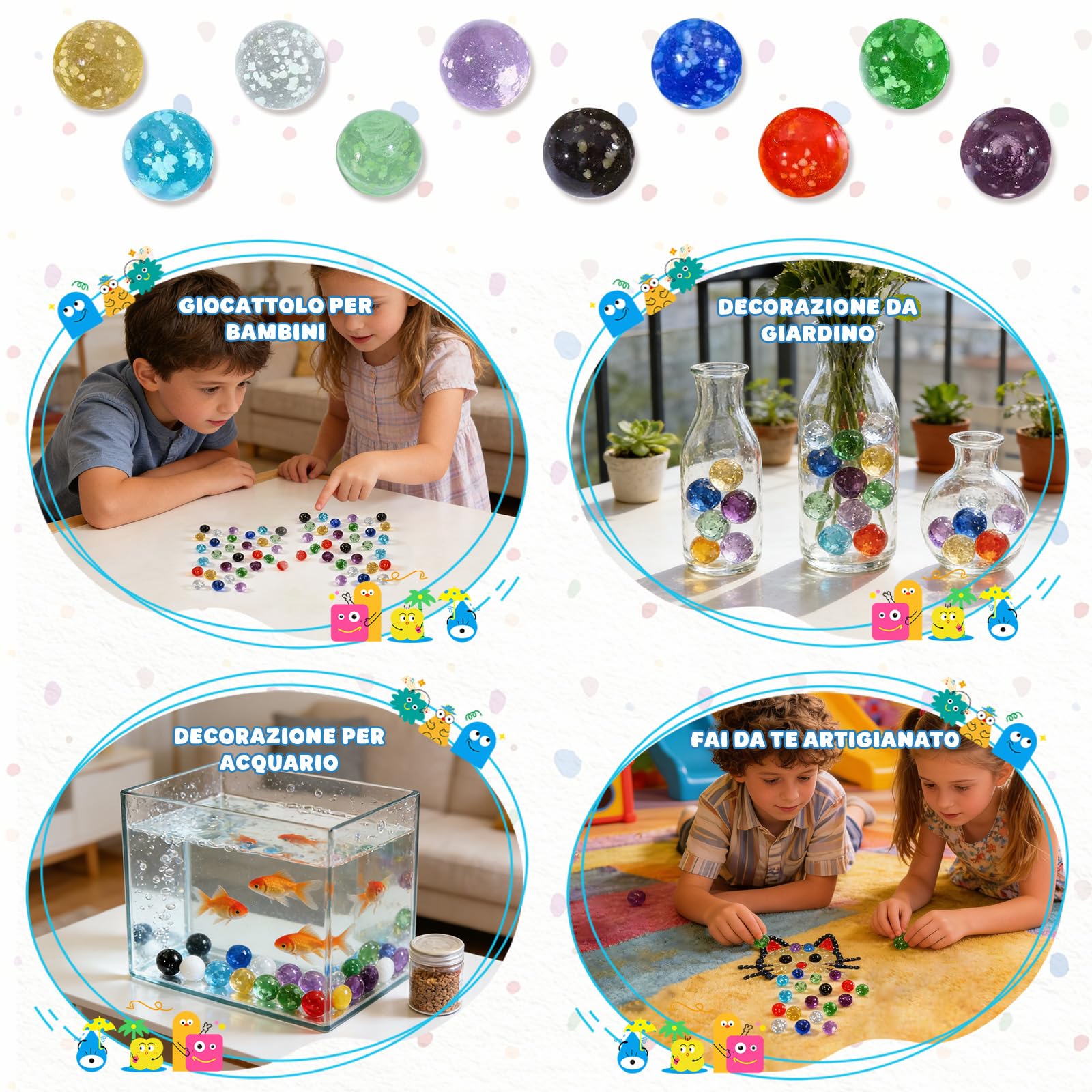 Biglie di Vetro 16mm Bagliore Nel Buio 30 Pezzi per Bambini Giocattoli Tradizionali