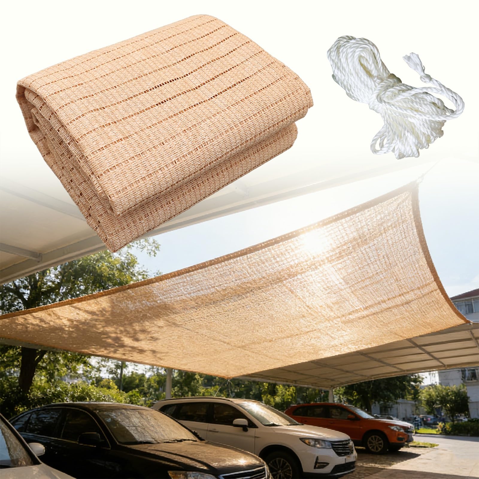 10m x 10m Sichtschutzzaun – Rechteckiges Beiges UV-beständiges Sonnensegel – Für Garten, Terrasse, Hof und andere Außenbereiche(4x5.0m/13.1x16.4FT)