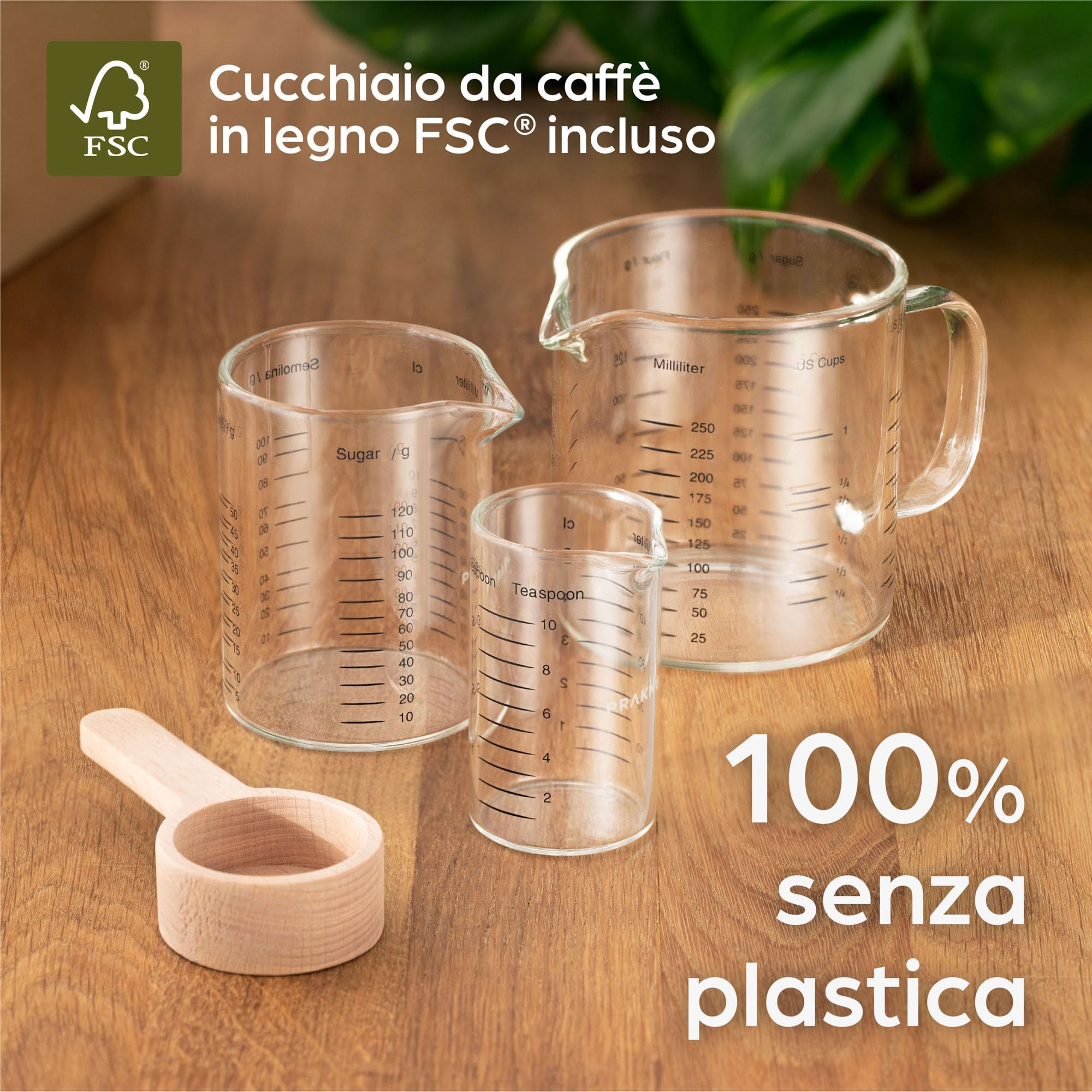 Brocche Graduate In Vetro Praknu - Set Da 3 (50ml, 125ml, 250ml) Per Cucina, Impilabili E Resistenti Al Calore - Foto 9