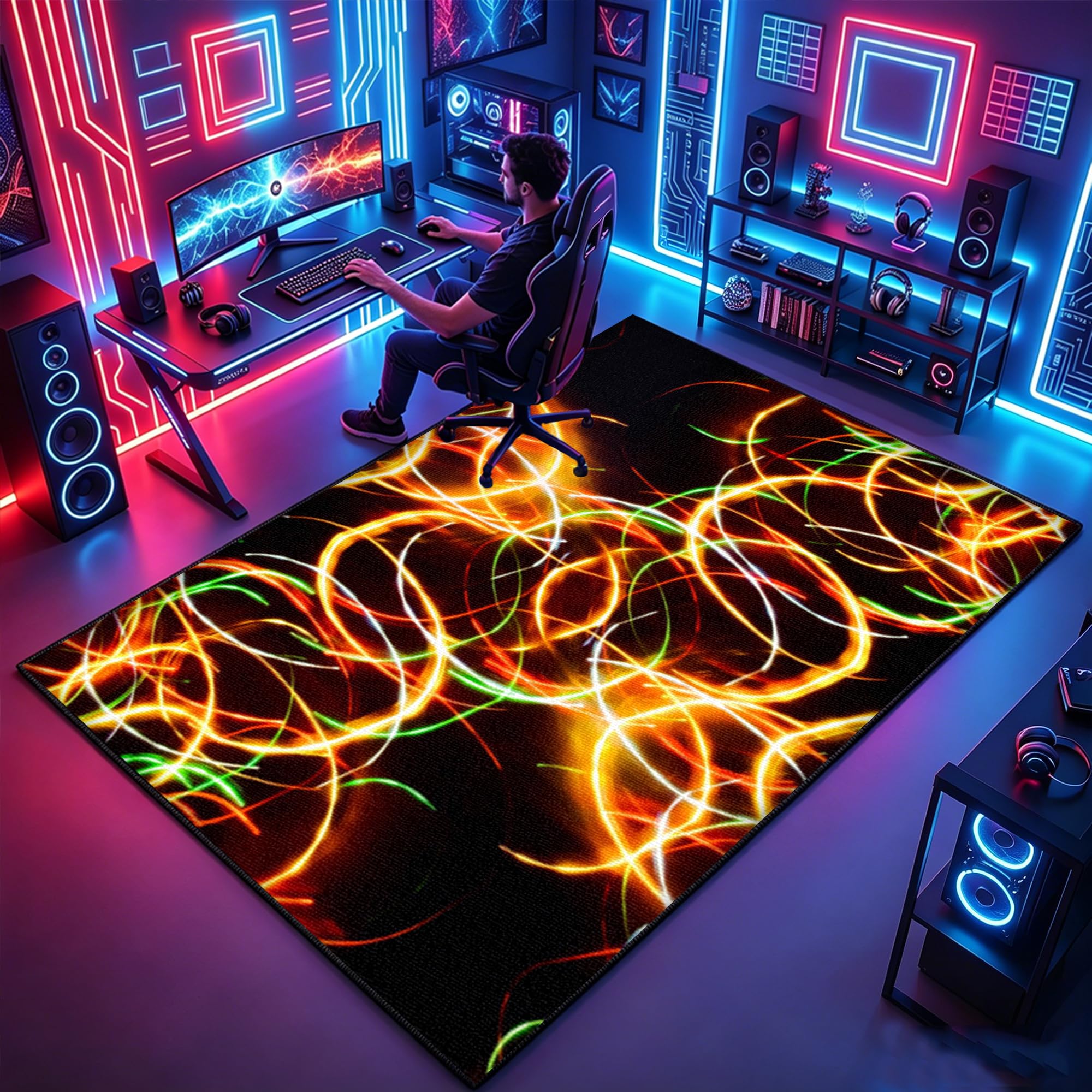Tappeto da Gioco per Camera da Letto dei Ragazzi, Tappeto colorato per Gamepad, Tappeto da Gioco per Sala Giochi, Protezione Pavimento, Decorazione per Sala Giochi 200 x 210 cm