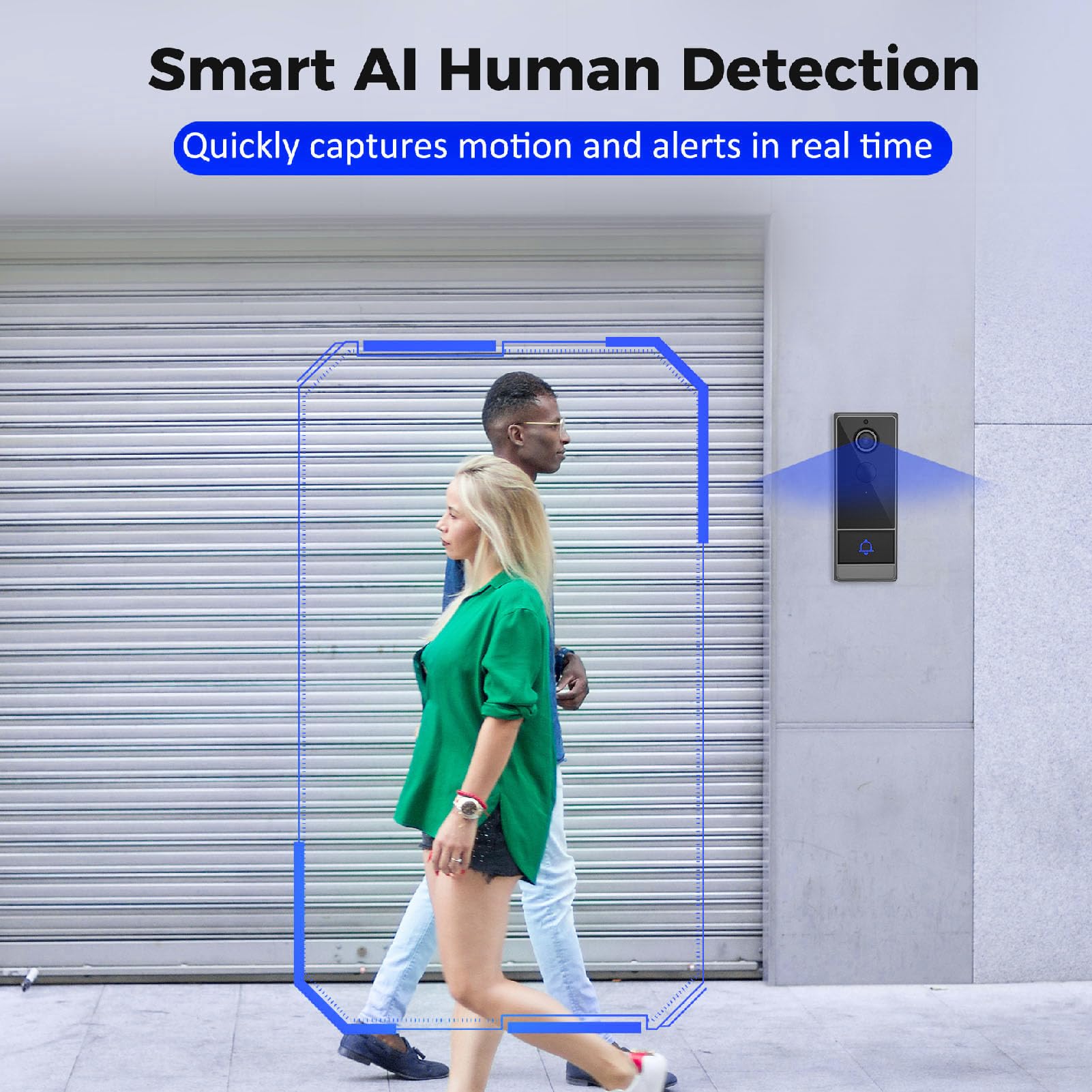 Cuifati Timbre con Video, 2.4G WiFi App Monitoreo Remoto Conversación Bidireccional Lente Gran Angular de 120 Grados con Detección Humana PIR y Prueba de Agua IP67, para Teléfonos