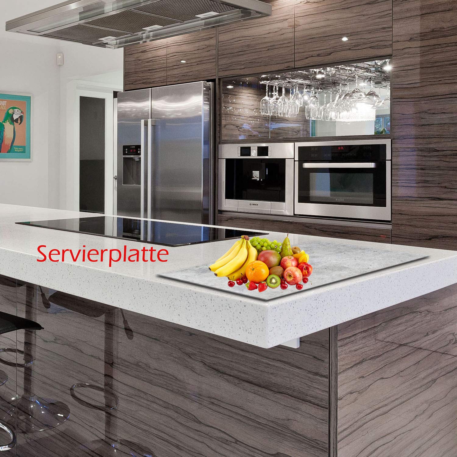 Herdabdeckplatte Ceranfeld 80x52 Abstrakt Grau Kochplatten Glas Induktion Deko