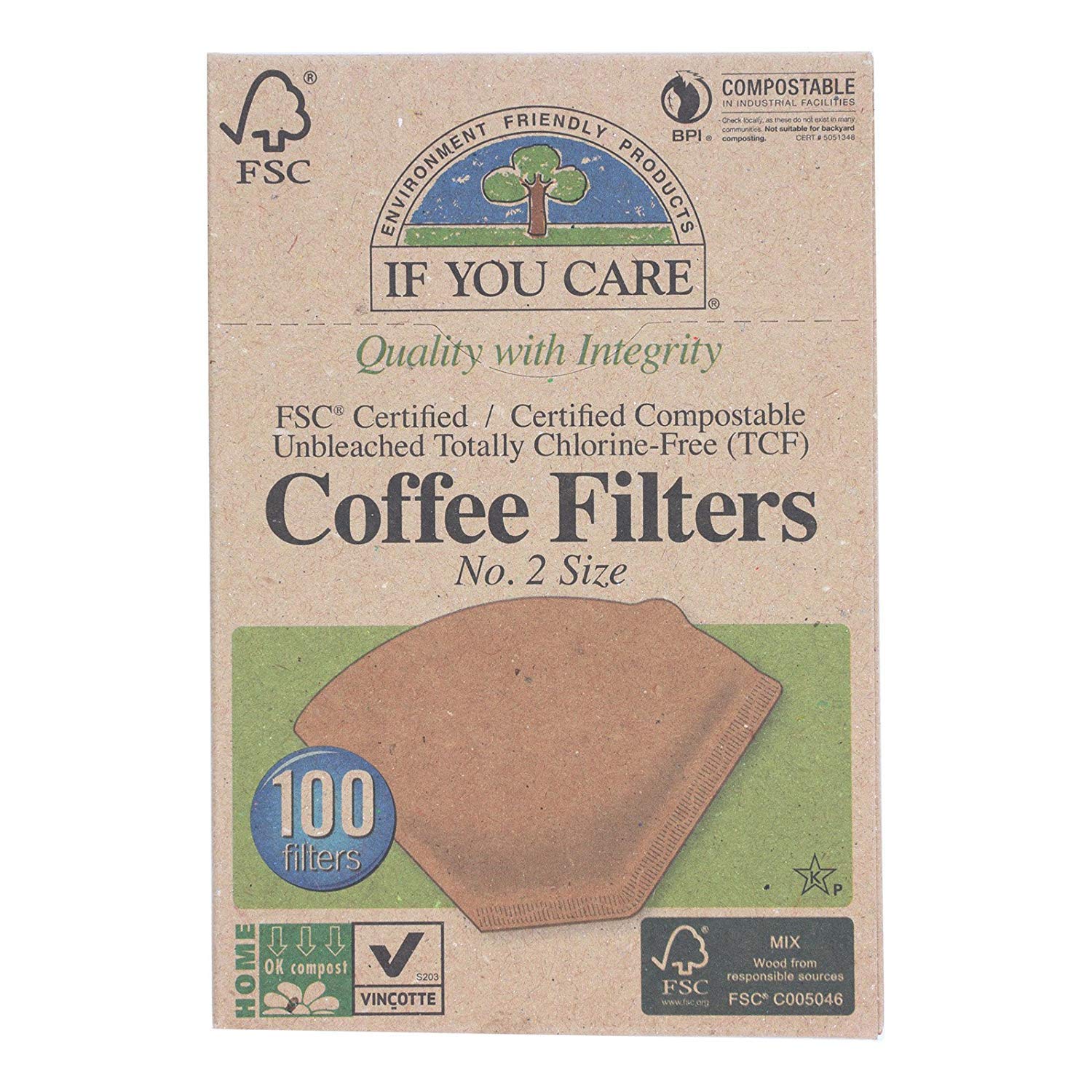If You Care #2 Cone Coffee Filters - Brown - 100 Count (Pack of 3)