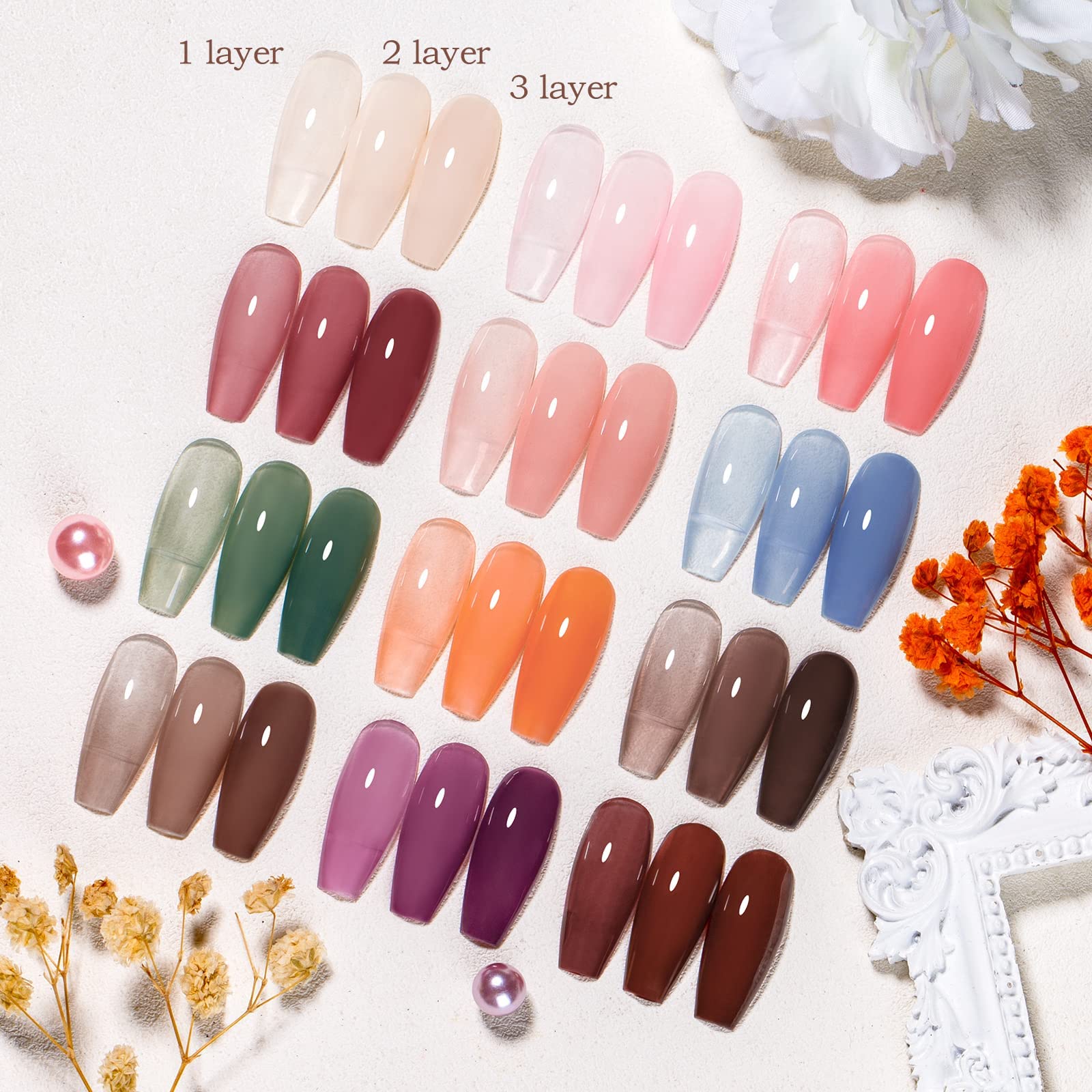 Amazon | MTSSII ジェリージェルネイルセット、12色半透明ピンク