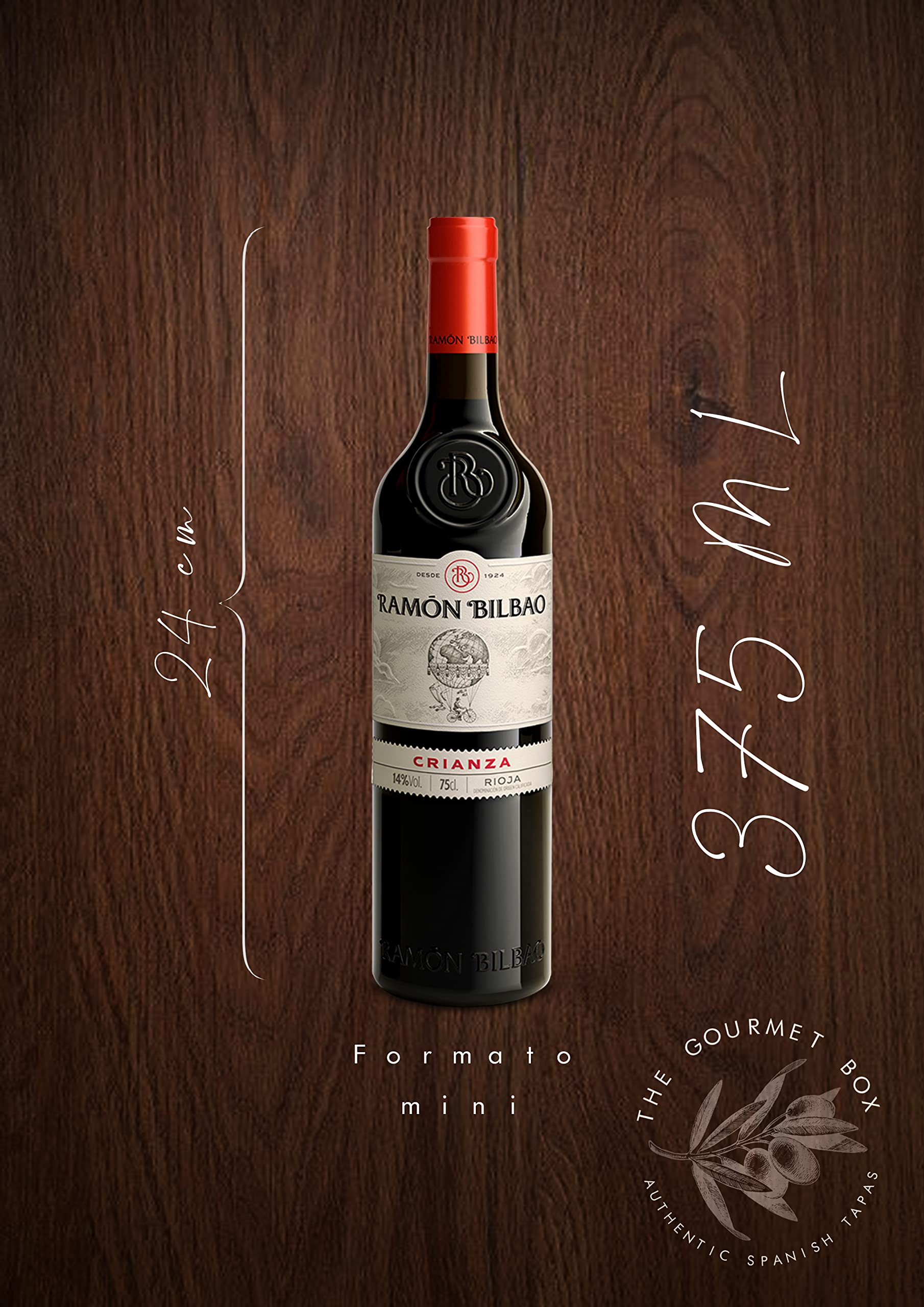 GOURMET BOX | Cesta Gourmet con Vino | Productos Ibéricos Delicatessen, Queso de Oveja 100%, Patés (Morcilla y Perdiz), Picos Gourmet y Vino Ramon Bilbao