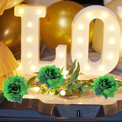 Miniatura 9 de ULTNICE Cabezales de flores artificiales artificiales para decoración de fiesta de jardín en el hogar, 50 unidades (verde oscuro)