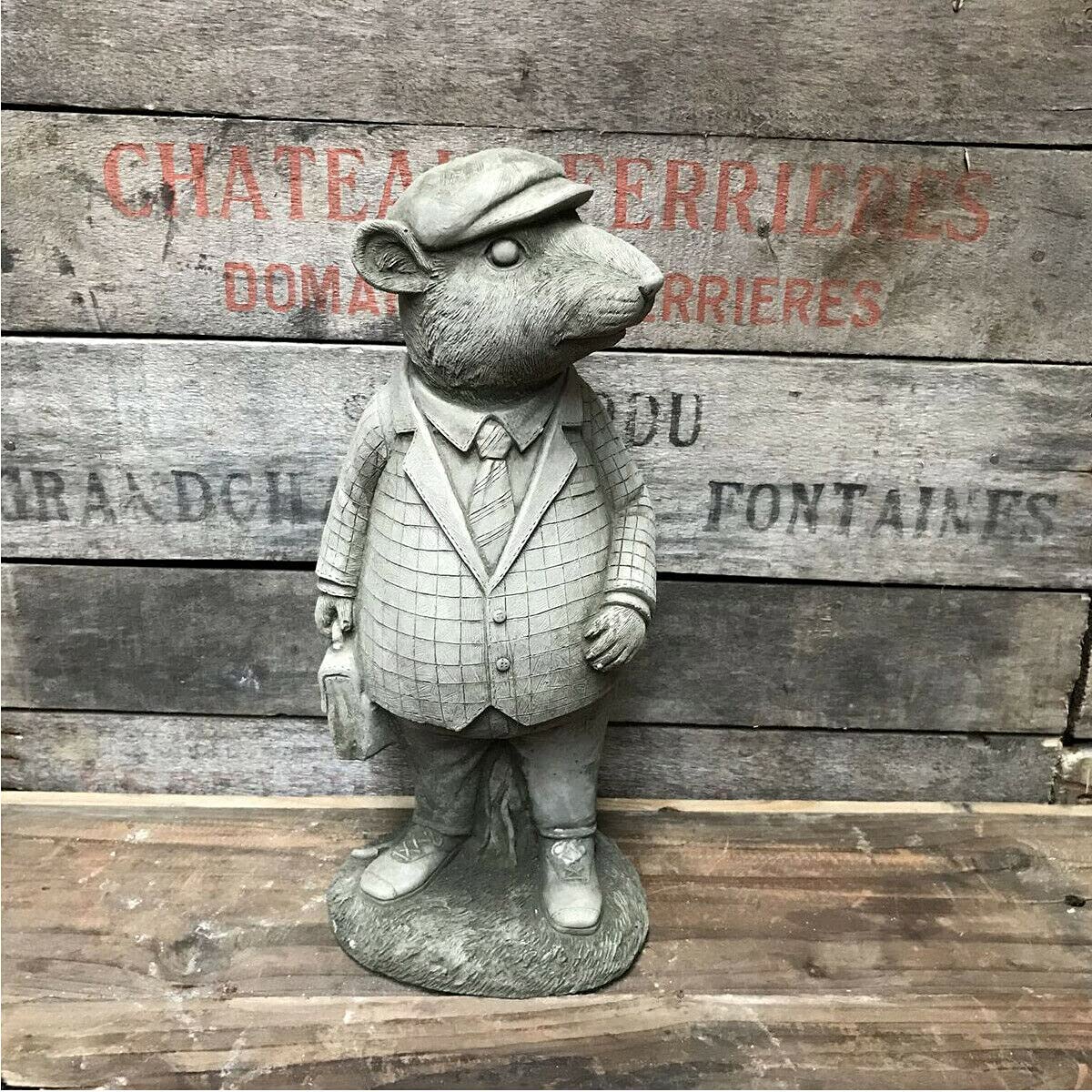 Burgess Home & Garden Grey Mr Mouse Stone Statue |Beatrix Potter Wind Willow Animal Garden Outdoor Ornament