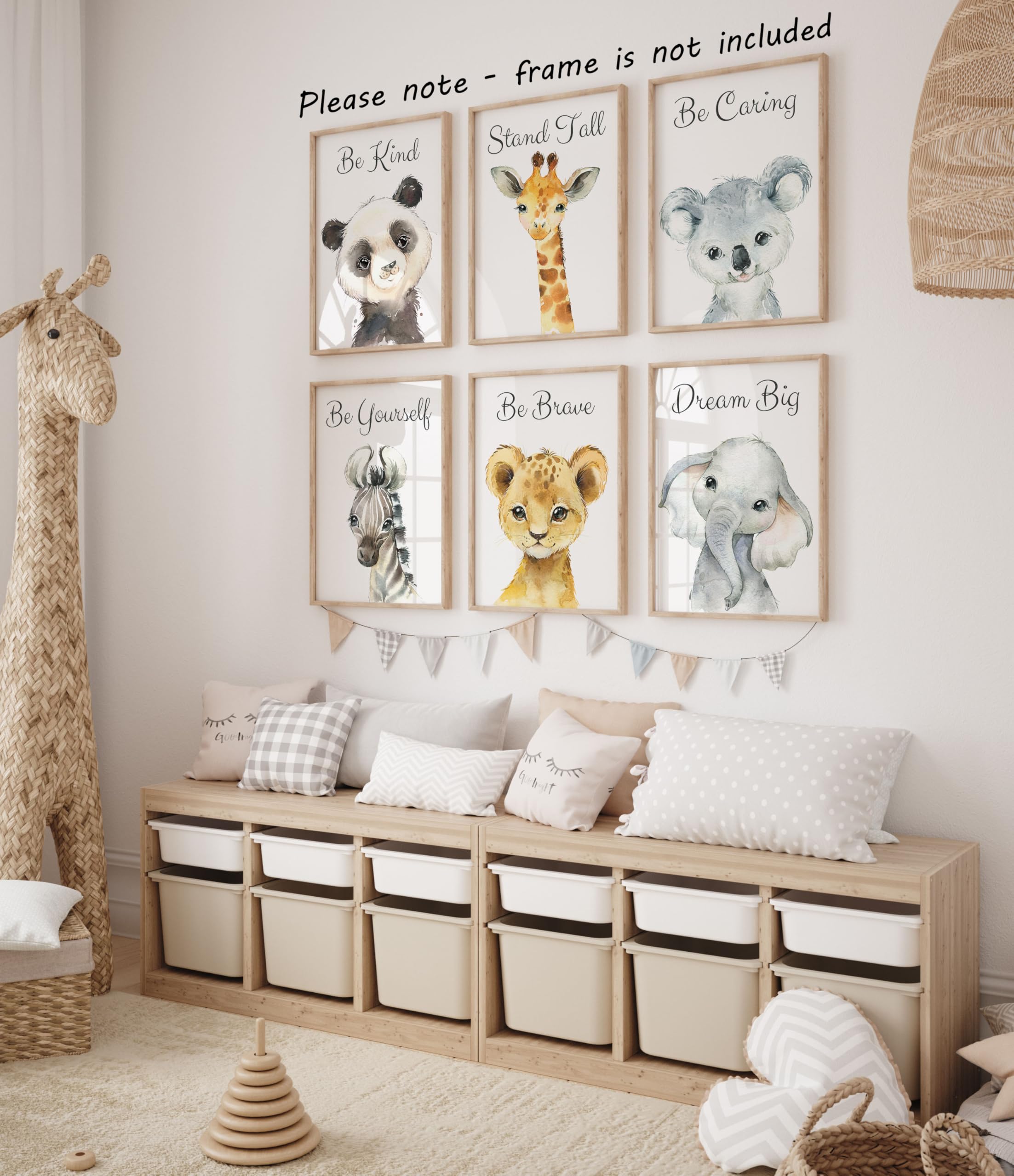 Eviepops Prints Colourful Safari Animals With Quotes Set of 6 Unframed Poster Prints for Baby Girl or Boy Nursery Bedroom Safari Jungle Theme Wall Art - Image 2