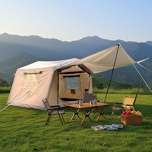 Tienda de campaña inflable con toldo, tienda inflable con bomba manual, fácil de instalar tiendas inflables para 4 estaciones, carpas impermeables