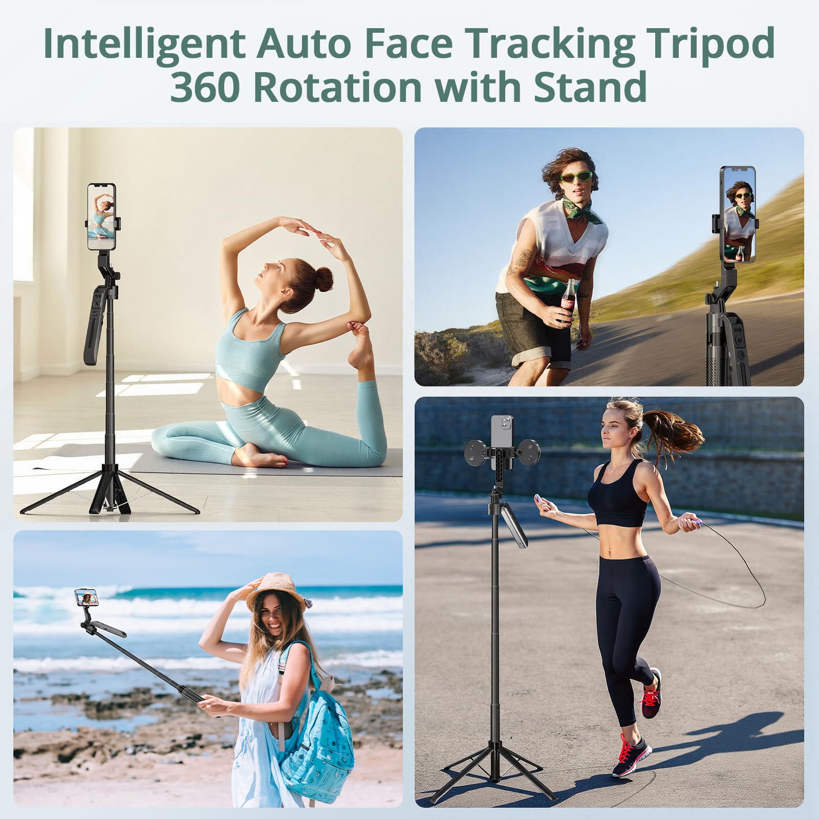 Telefonstativ mit Licht & professionellem Mikrofon, 71 Zoll Auto Face Tracking Stativ 360° drehbar, Bluetooth-Fernbedienung, für iPhone Android, Vlogging-Kit für YouTube TikTok Live Streaming