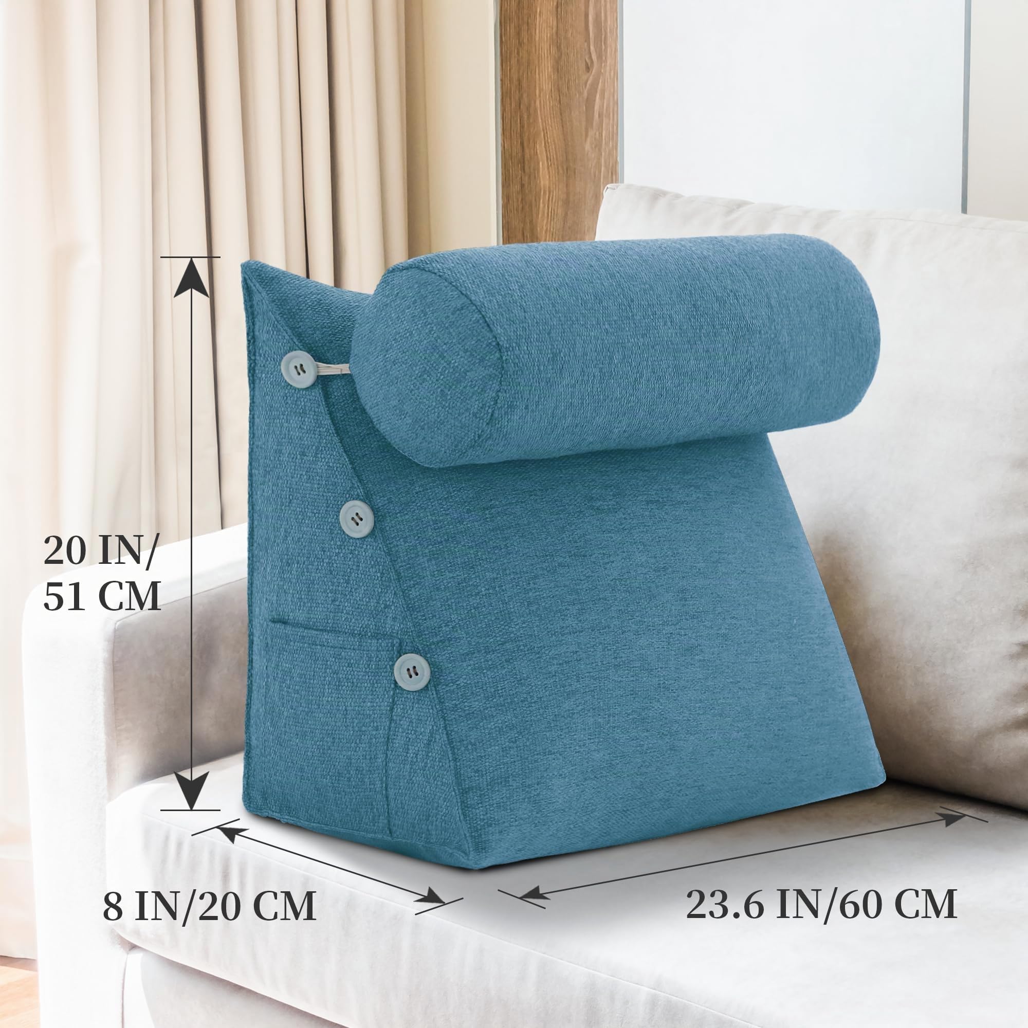 Cuscino Triangolare Testiera Letto，Cuscino da Lettura con Poggiatesta Regolabile，Cuscino Letto per Supporto Schiena e Lombare，Cuscino a Cuneo per Divano Letto
