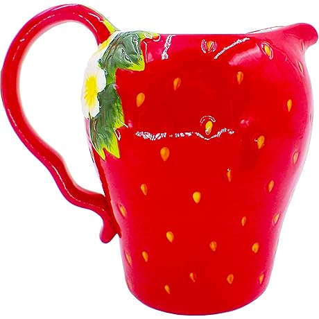 First of a Kind | Glossy Rosy Red Strawberry Pitcher| Perfect Porcelain...