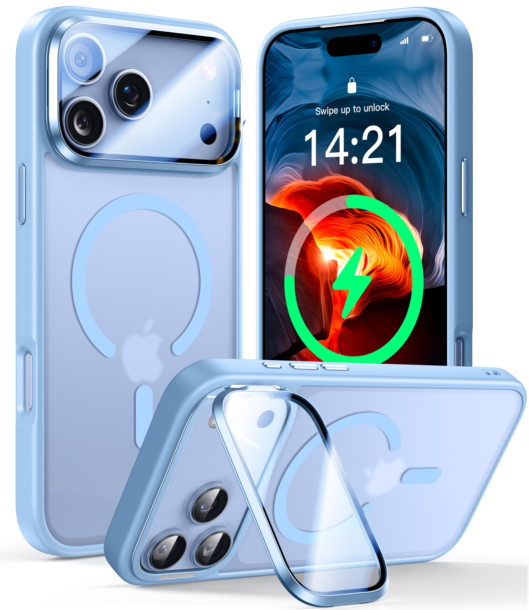 VOFATA [Protezione completa della fotocamera aggiornata] Custodia per iPhone 17 Pro Max con supporto per fotocamera [adatta per MagSafe] [protezione di grado Mil-Grade] Custodia magnetica trasparente