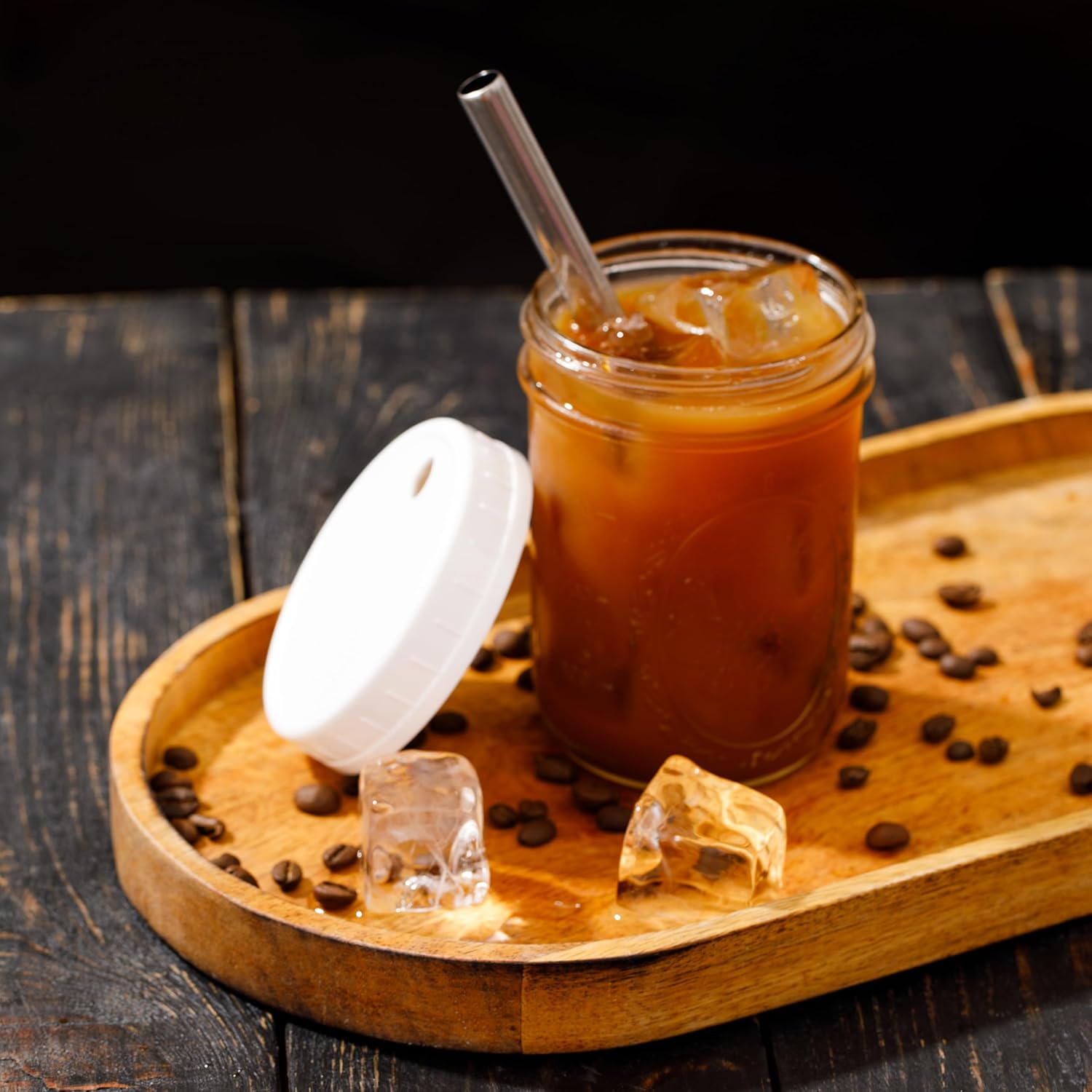 Reusable Wide Mouth Smoothie Boba Tea Cups Bubble Tea Cups with Lids and Silver Straws Mason Jars Glass Cups (2-pack, 16 oz mason jars) - Image 5