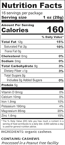 Miniatura 3 de JUMBO anacardo orgánico crudo 1 libra 100 natural comercio justo sin OMG