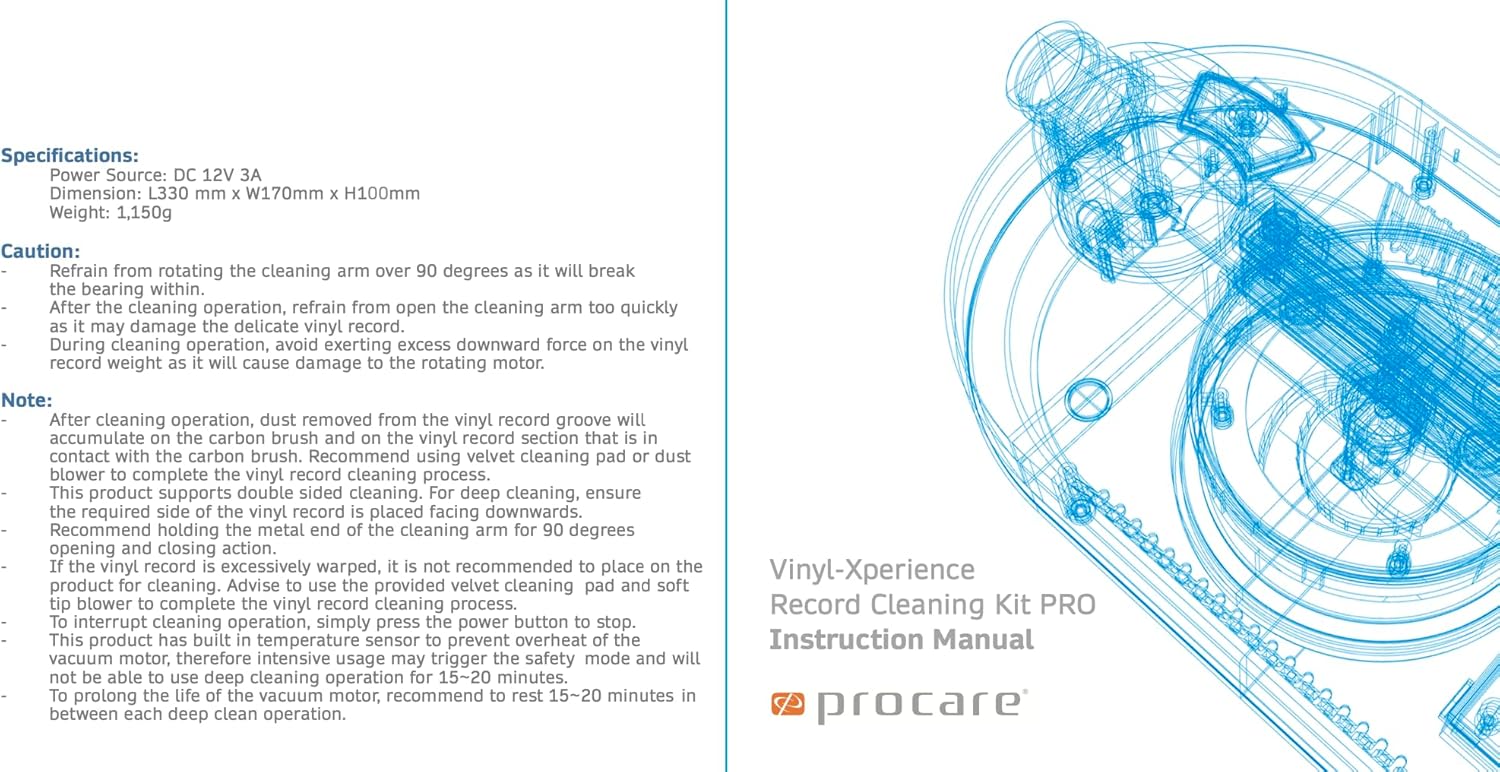 ProcareSelect Vinyl-Xperience Record Cleaning Kit PRO – Includes Record Cleaning Machine, Carbon Fiber Anti-Static Brush, Soft Velvet Record Brush, Soft tip Silicon Blower, Record Weight stabilizer