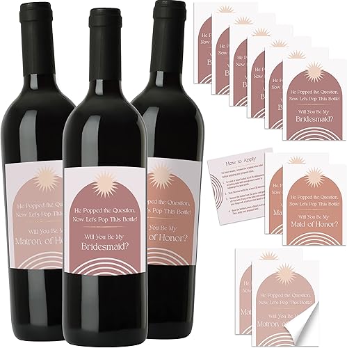 Etiqueta para botella de vino de 4 x 5 pulgadas con texto en inglés "Will You Be My Bridesmaid Proposal", paquete de 10 etiquetas con calcomanías de