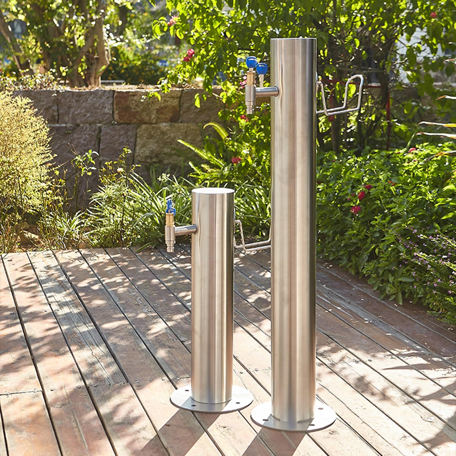 Columna de agua de acero inoxidable para exteriores, grifo anticongelante independiente con cerradura, espiga de hidrante de jardín para riego y lavado de patio trasero (86 x 10,5 cm)