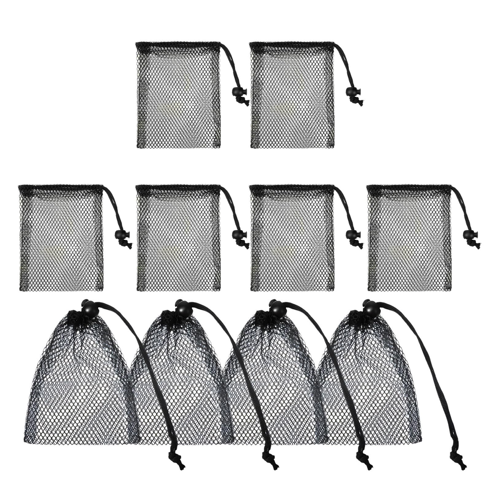 Piceioep 10 Pieces Dark Polyester Net Pouches with Customizable Cords Excellent for Washing Ornaments Bath Items Small Planner Bags