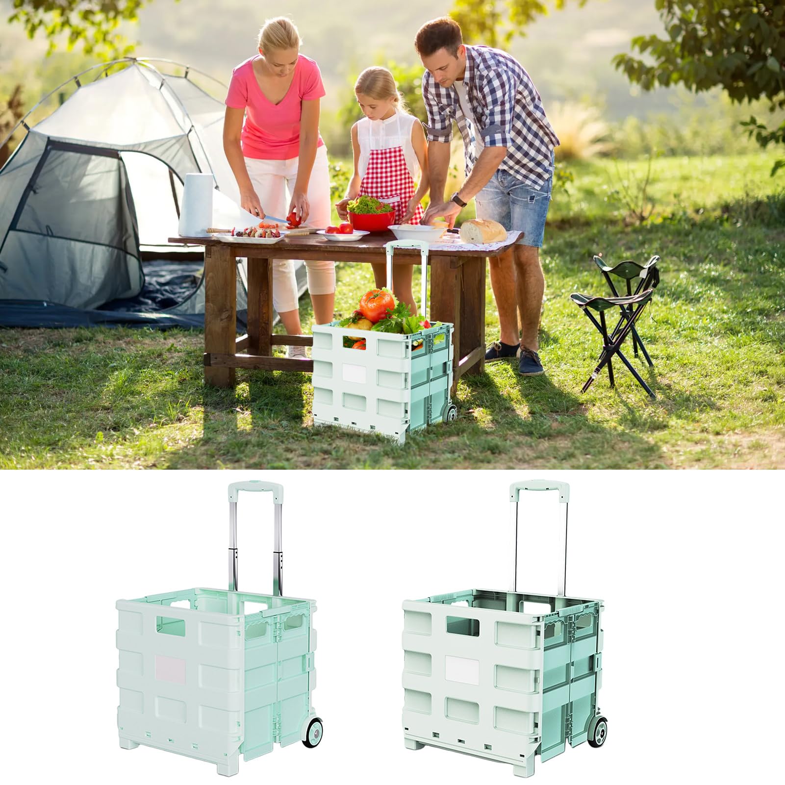 Einkaufswagen Klappbar Mit Aluminiumgriff Organizer | Praktischer Einkaufswagen Auf Rädern Für Lebensmittel für Zuhause Outdoor Camping Angeln Picknick Reisen Wäsche Gepäck Essen