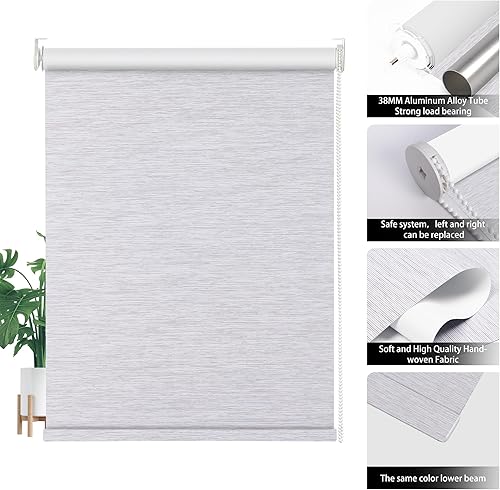 Miniatura 3 de BERISSA Persianas enrollables opacas de jacquard a rayas, con protección UV, ahorro de energía, fácil instalación, oscurecimiento de habitación para