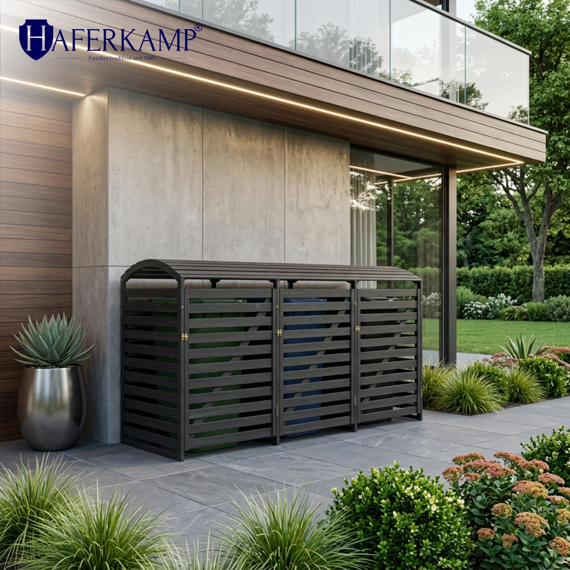 Mülltonnenbox Arkade 3er bis 240L HxBxT 219x92x122 cm Anthrazit