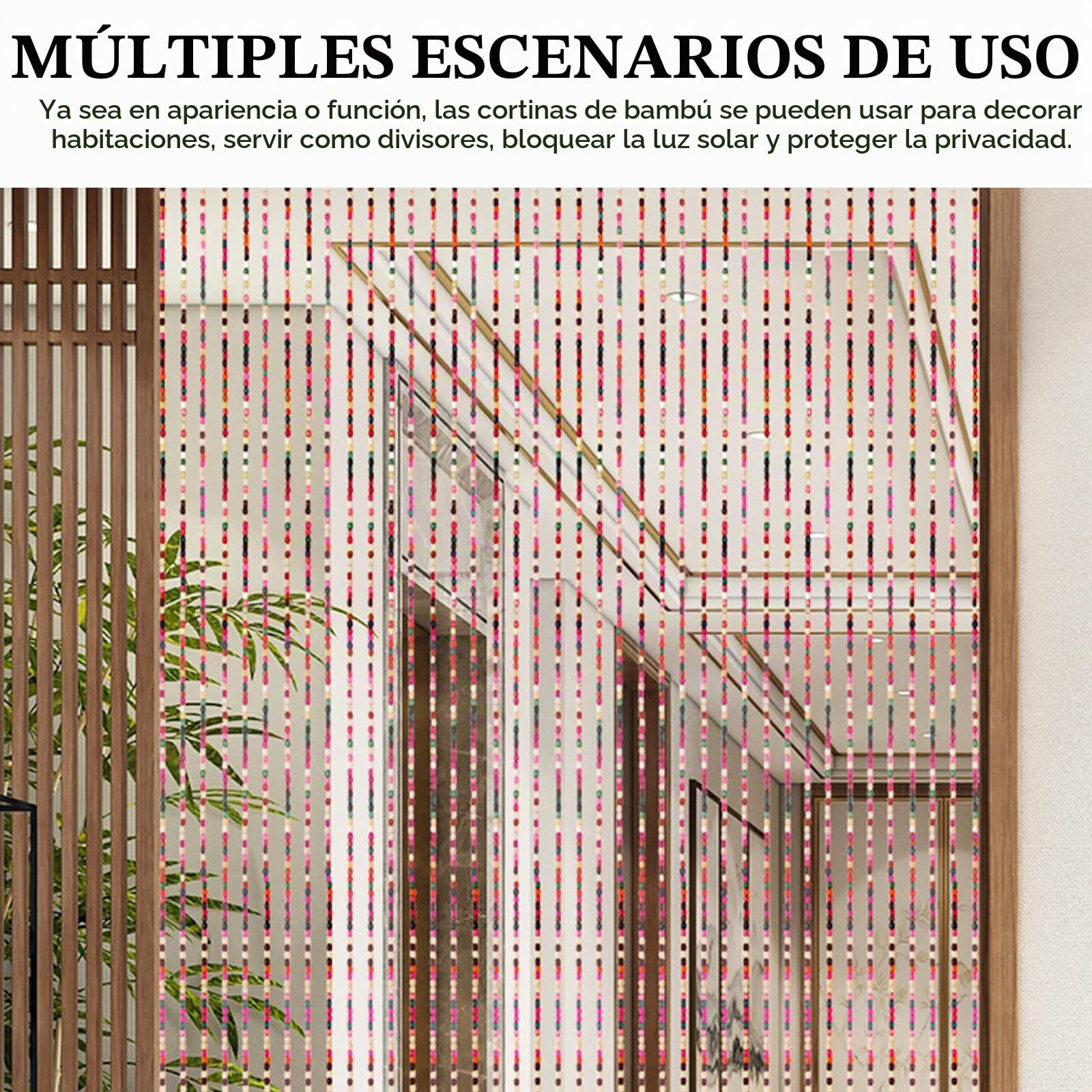 Cortina De Cuentas para Puerta De BalcóN, 90x195 Cm Cortina De Cuentas ProteccióN contra Insectos 41 Hebras Cortinas De Cuenta Cortinas De Bambú Bohemio ArtesaníA para Ventana Entrada BañO