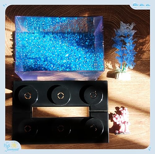 Miniatura 7 de Pequeño tanque de peces Betta, mini tanque apilable de pecera, kit de tanque de acuario rectangular de 35 galones con decoración de grava de