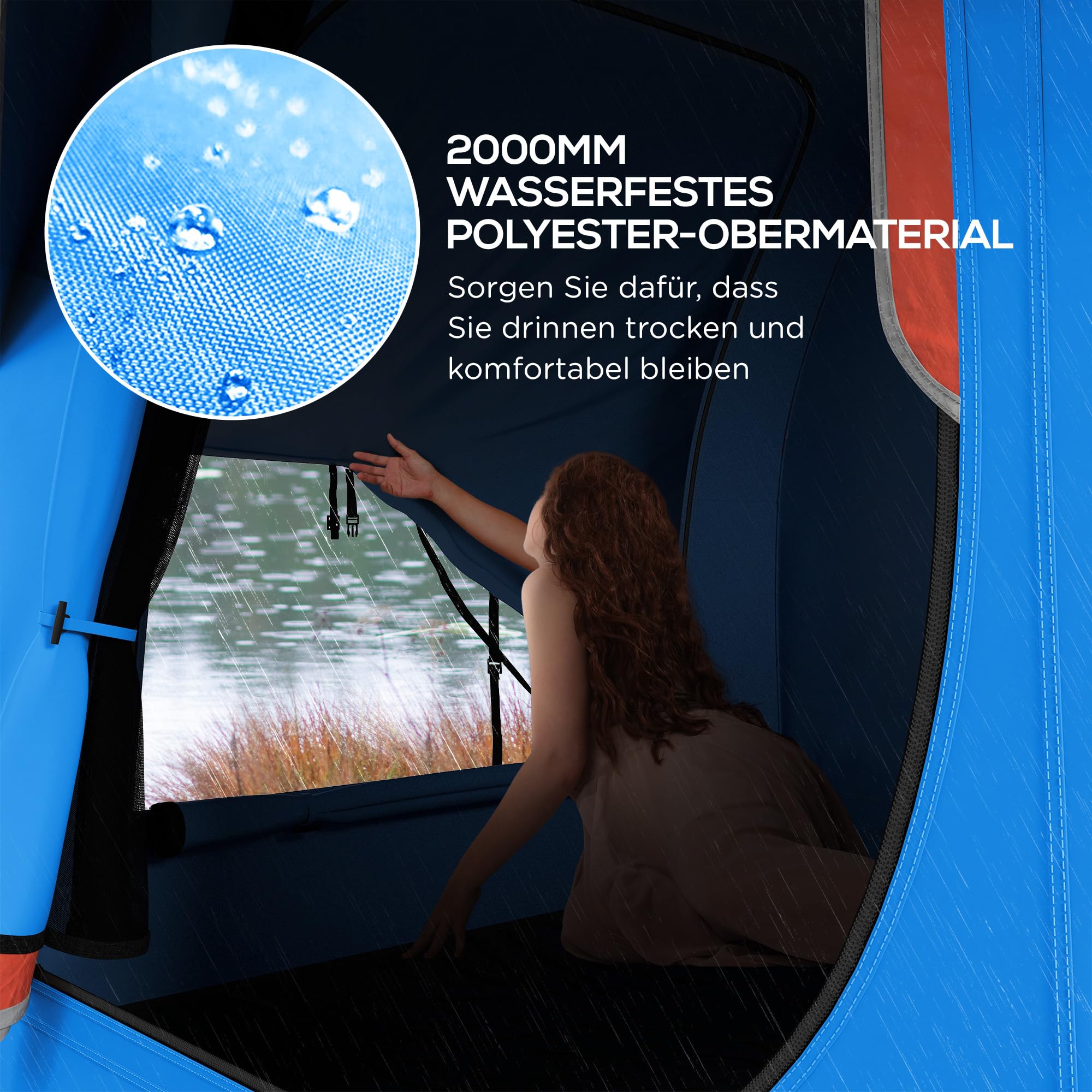 Outsunny Heckzelt Wasserdicht 2000mm 6 Personen 240x210x210cm | Autozelt, Sonnensegel, Regenschicht, SUV Heckklappenzelt, UV-Schutz, Vorzelt Sonnenschutz, für Camping, Reise