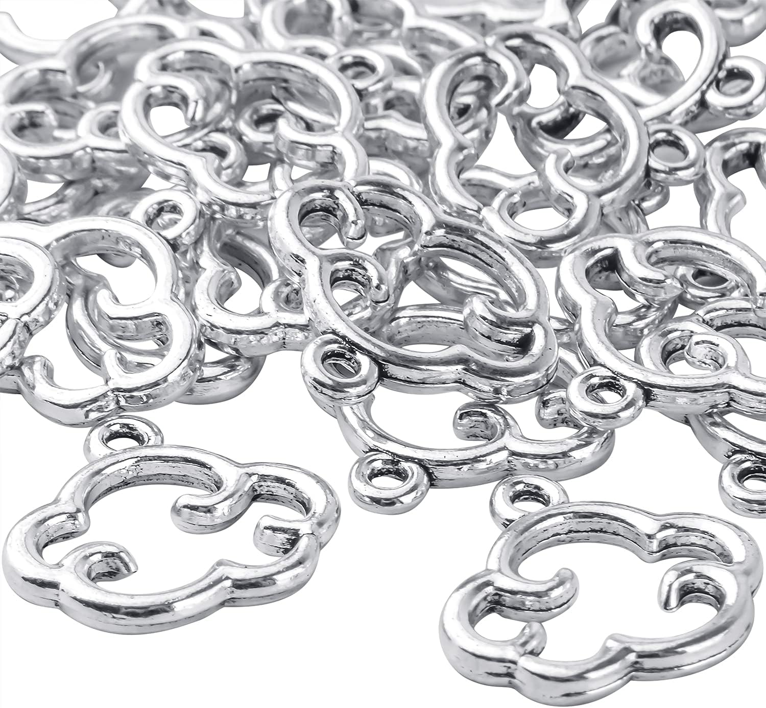 BronaGrand 100pcs Antique Silver Cloud Shape Charms Alloy Cloud Pendants and Beads for DIY Earrings, Necklace, Bracelet Jewelry Making and Crafting Accessory - Image 4