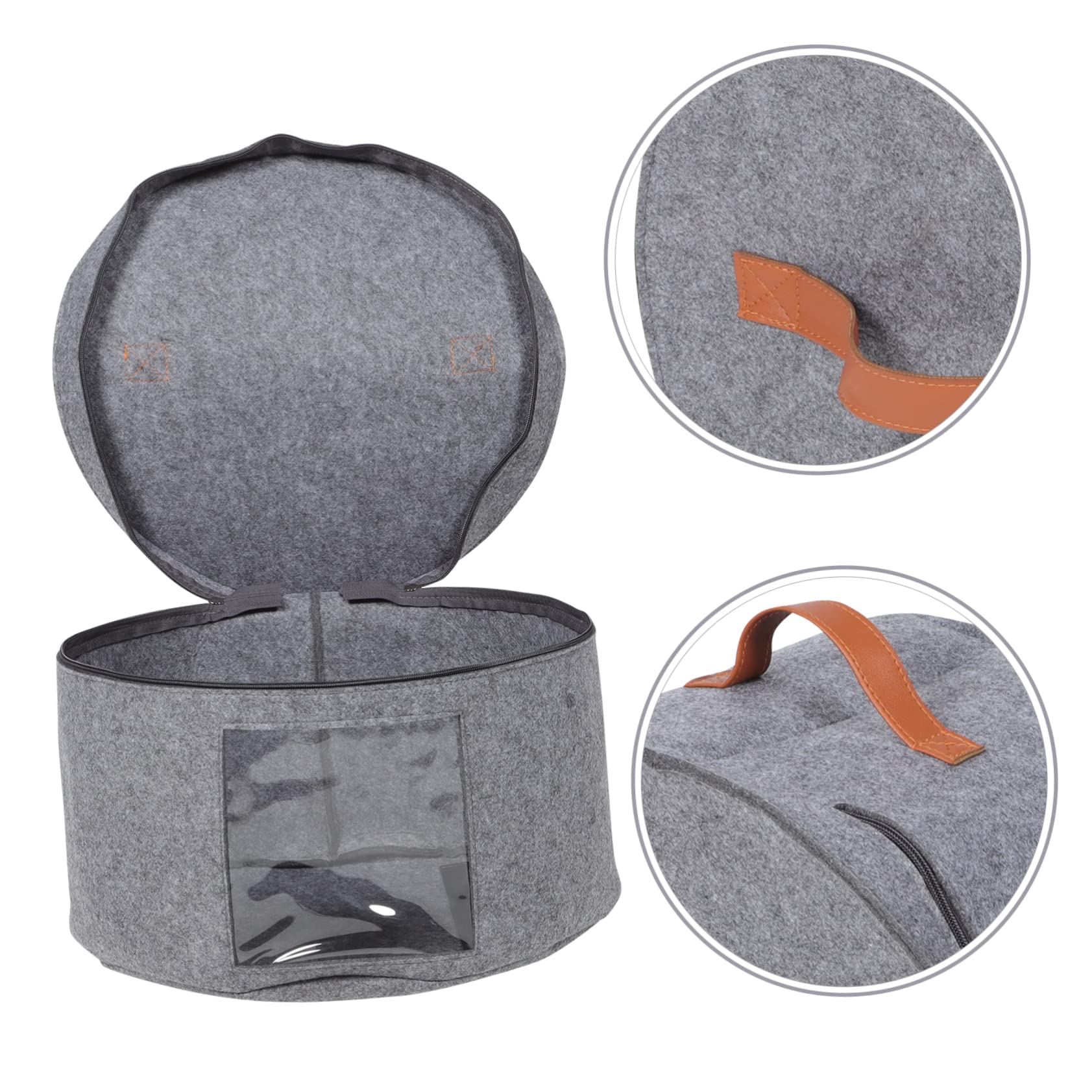 SOLUSTRE Round Hat Storage Box for Travel Large Capacity Organizer with Transparent Panel Dustproof Lid Handle for Fashion Hats and Baseball Caps