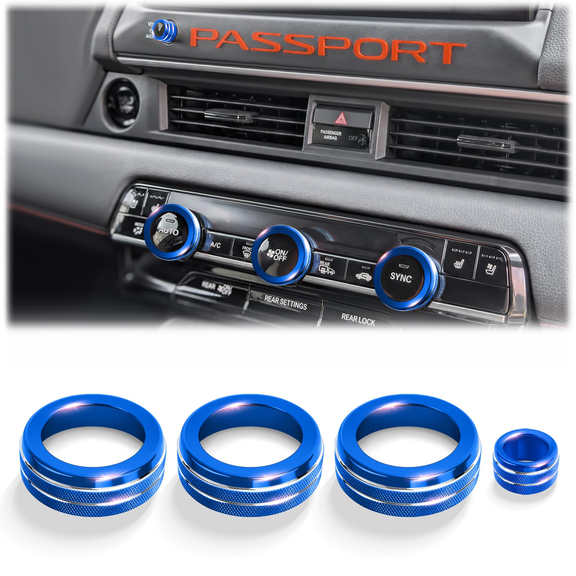 For 2026 Honda Passport / 2026 Pilot Accessories, 4PCS Knob Covers, Blue