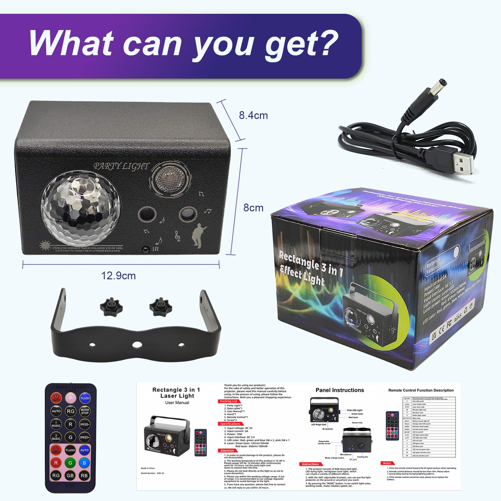 Disco Laser Lights Projector for Party: Sound Activated Dance Floor Light Disco Ball Lamp DJ Lazer Show Music Sync LED Club Strobe for Karaoke Indoor Outdoor Halloween Rave Kids Decorations