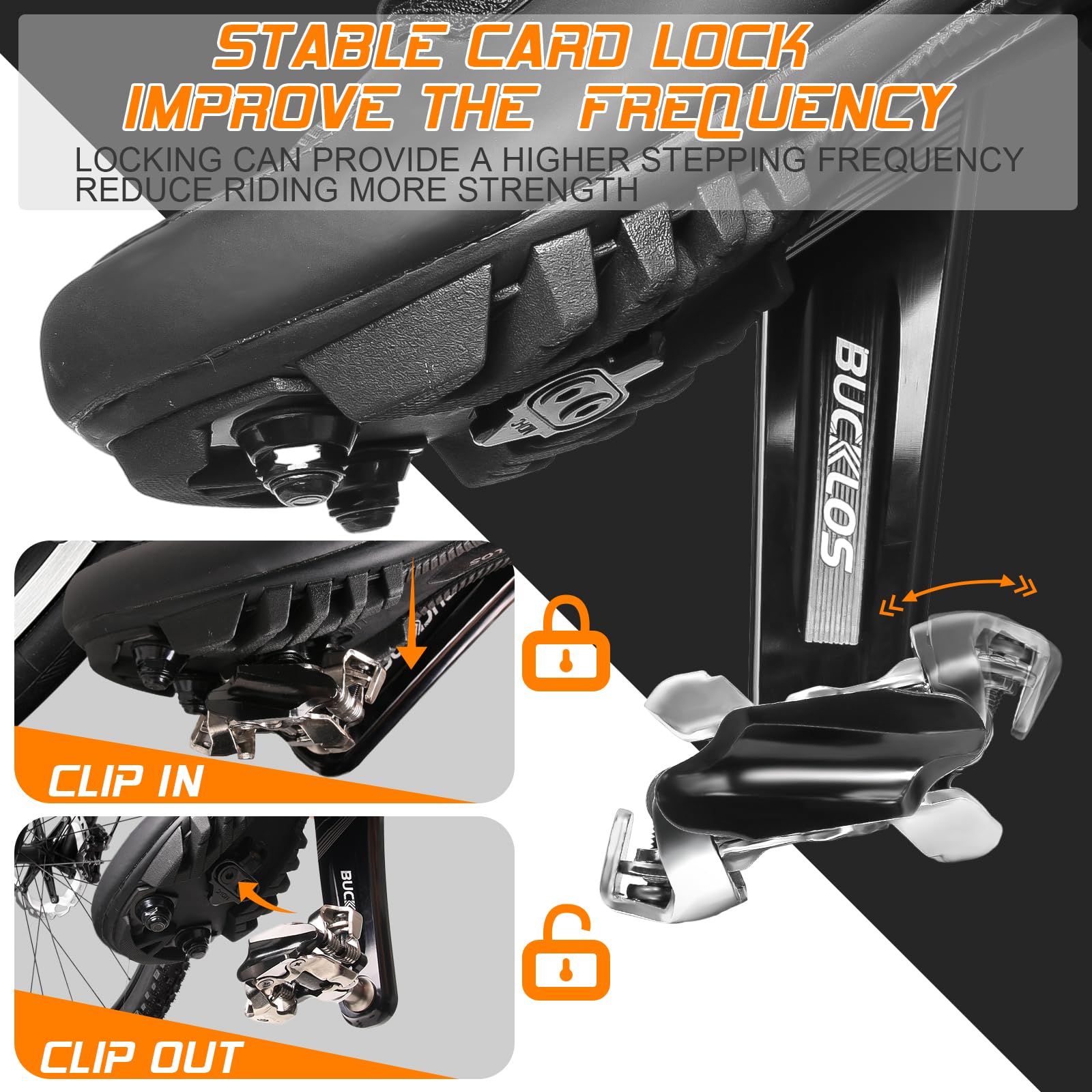BUCKLOS SPD Pedales de clip para bicicleta de montaña MTB Pedales de doble cara sin clip – Bicicleta de carretera Spin Bike Rodamiento sellado Clips de bicicleta en pedal compatible con tacos Shimano