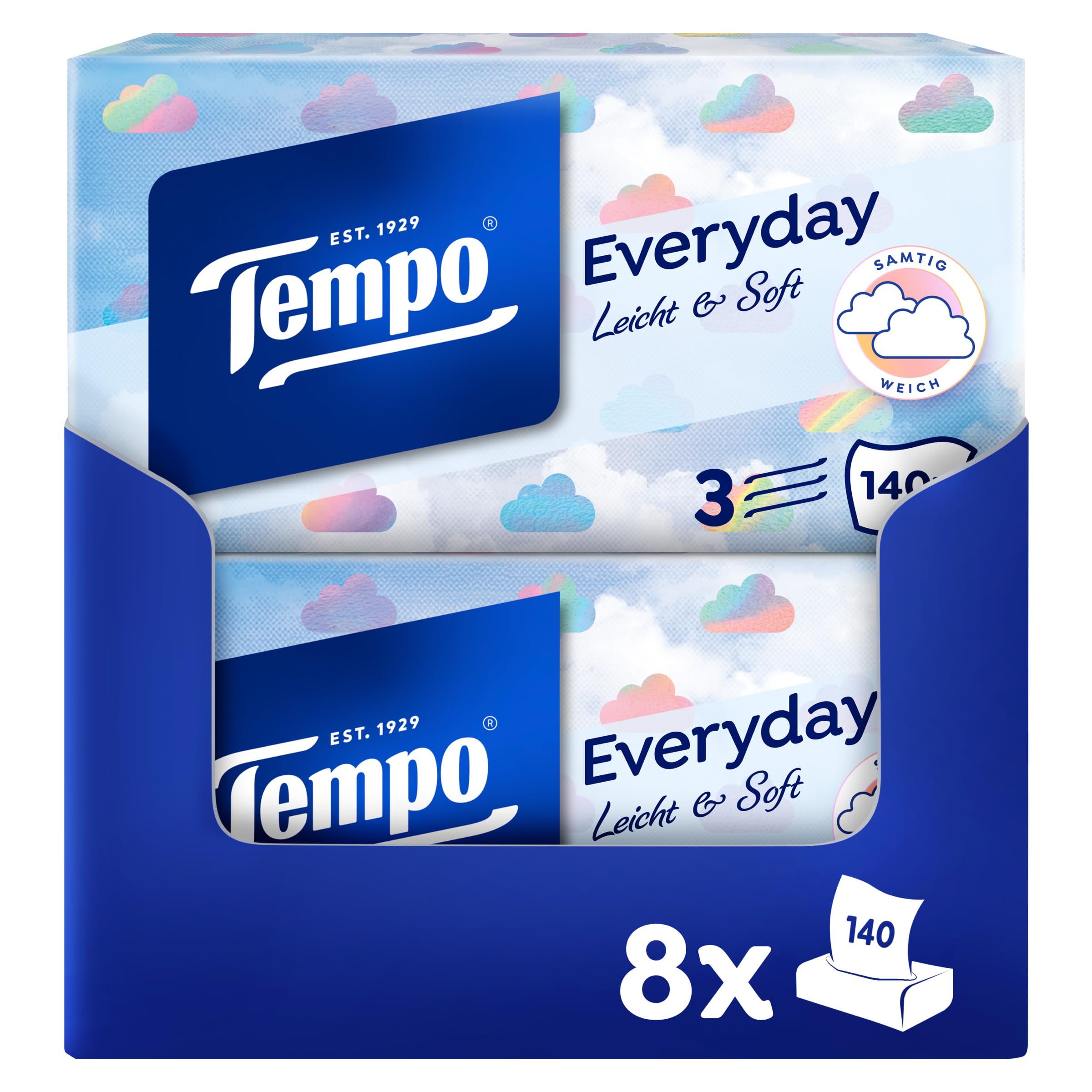 Tempo Pañuelos XXL Light Box, 8 unidades
