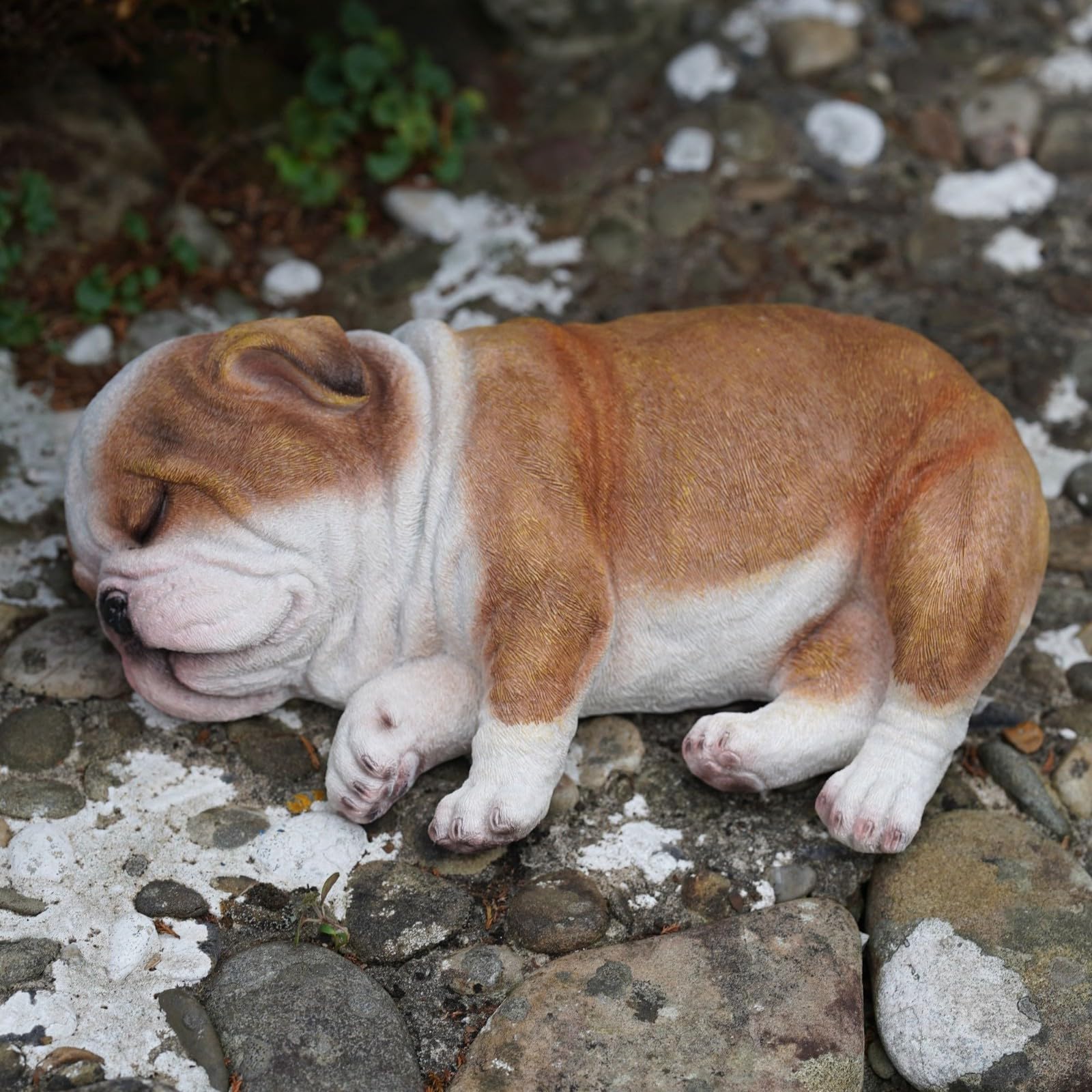 Large Sleeping British Bulldog Puppy Resin Sculpture Home Garden Dog Statue Outdoor Ornament Large Laying Pet Gift