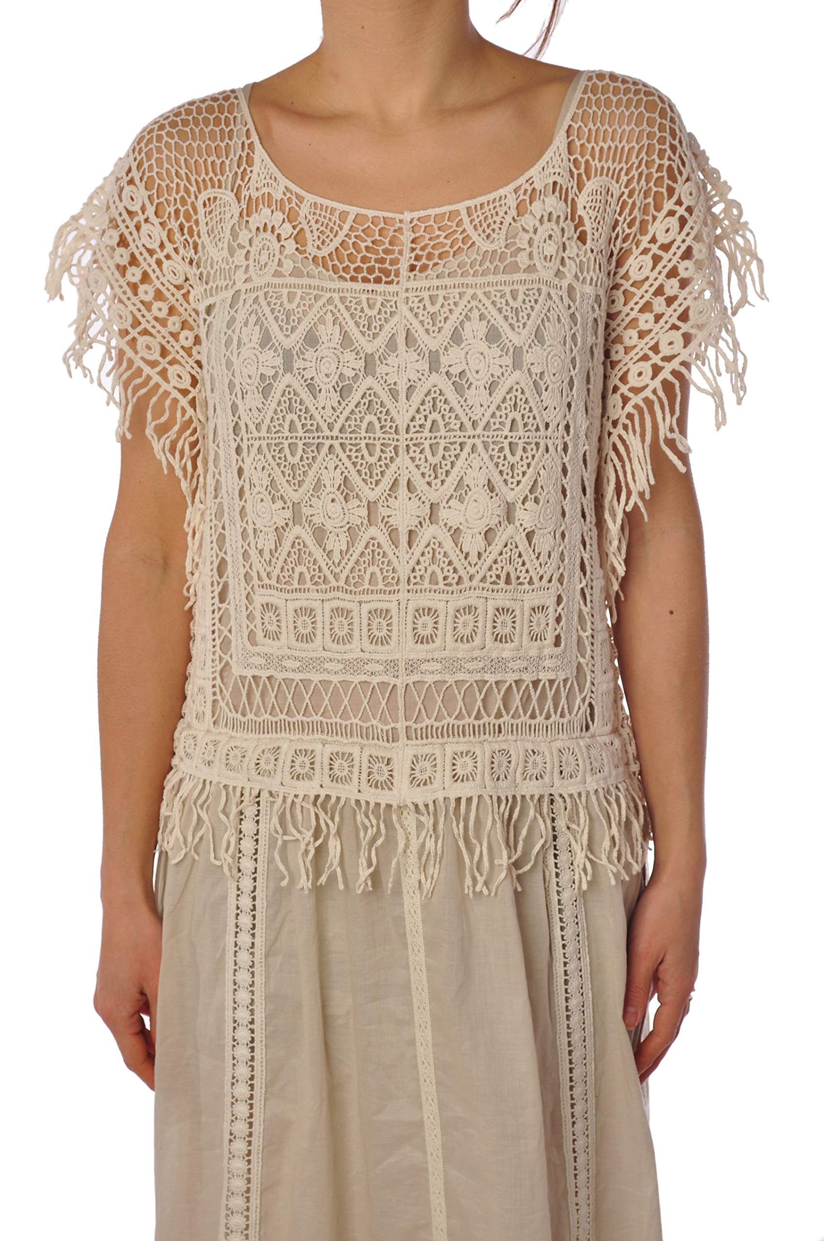 Twin set Abito Lungo con Parti in Pizzo JS62N1-224beige