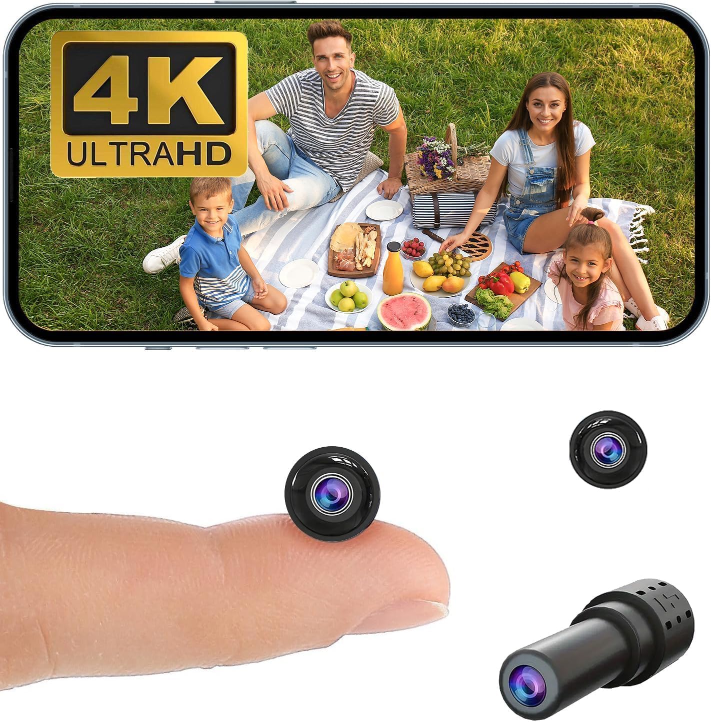 World Tiniest Bullet Camera,Ultra Mini WiFi Camera,Invisible Design,HD4K Video Recording Live Feed,No Need Wifi Camera,Nanny Cam,Baby Monitor,Pet Monitoring with Auto Night Vision,Motion Detection
