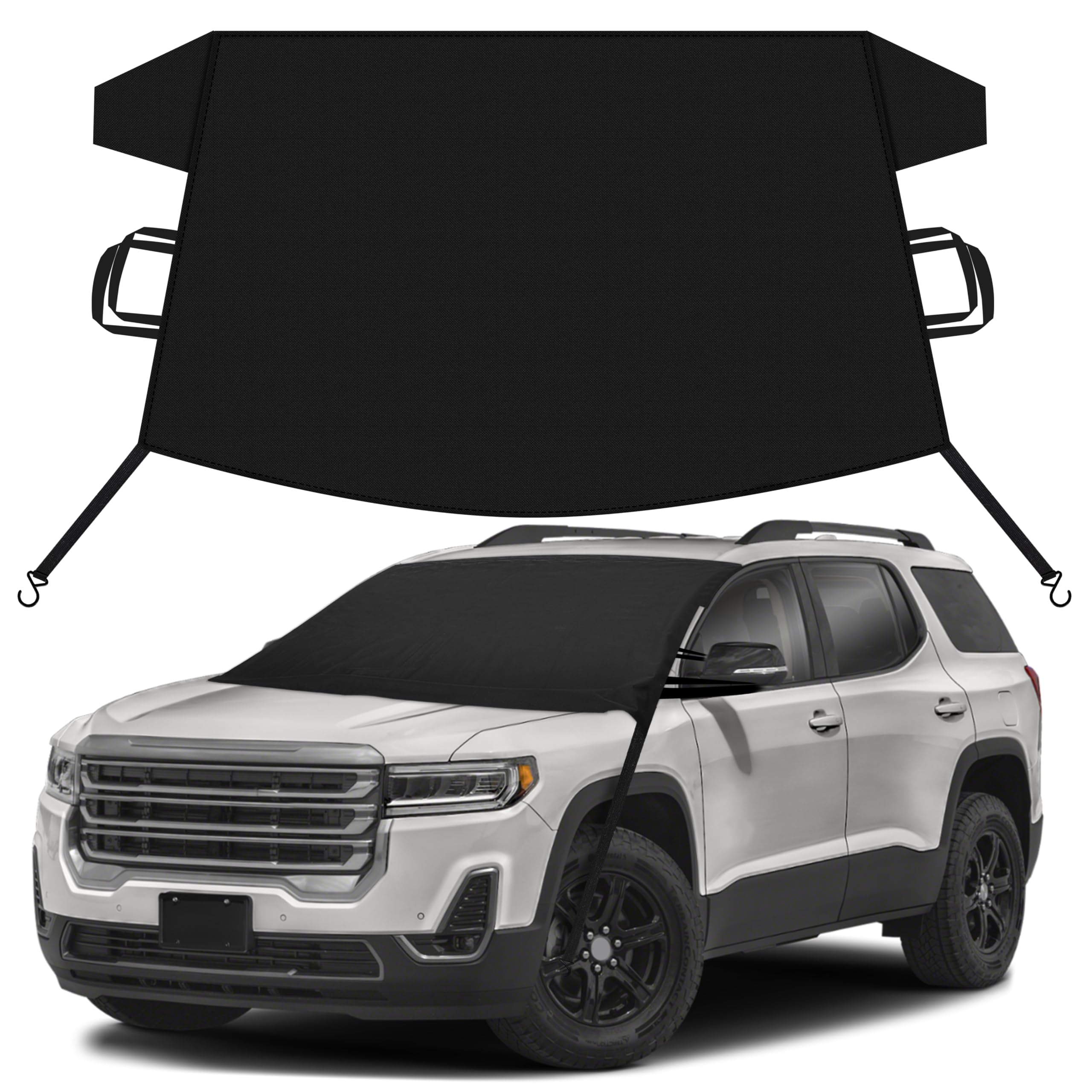 EcoNour Car Snow Cover Compatible for GMC Acadia | Windshield Cover for Ice and Snow with S-Hook Straps | Heavy-Duty 600D Oxford Winter Car Cover, Waterproof &amp; Anti-Slip