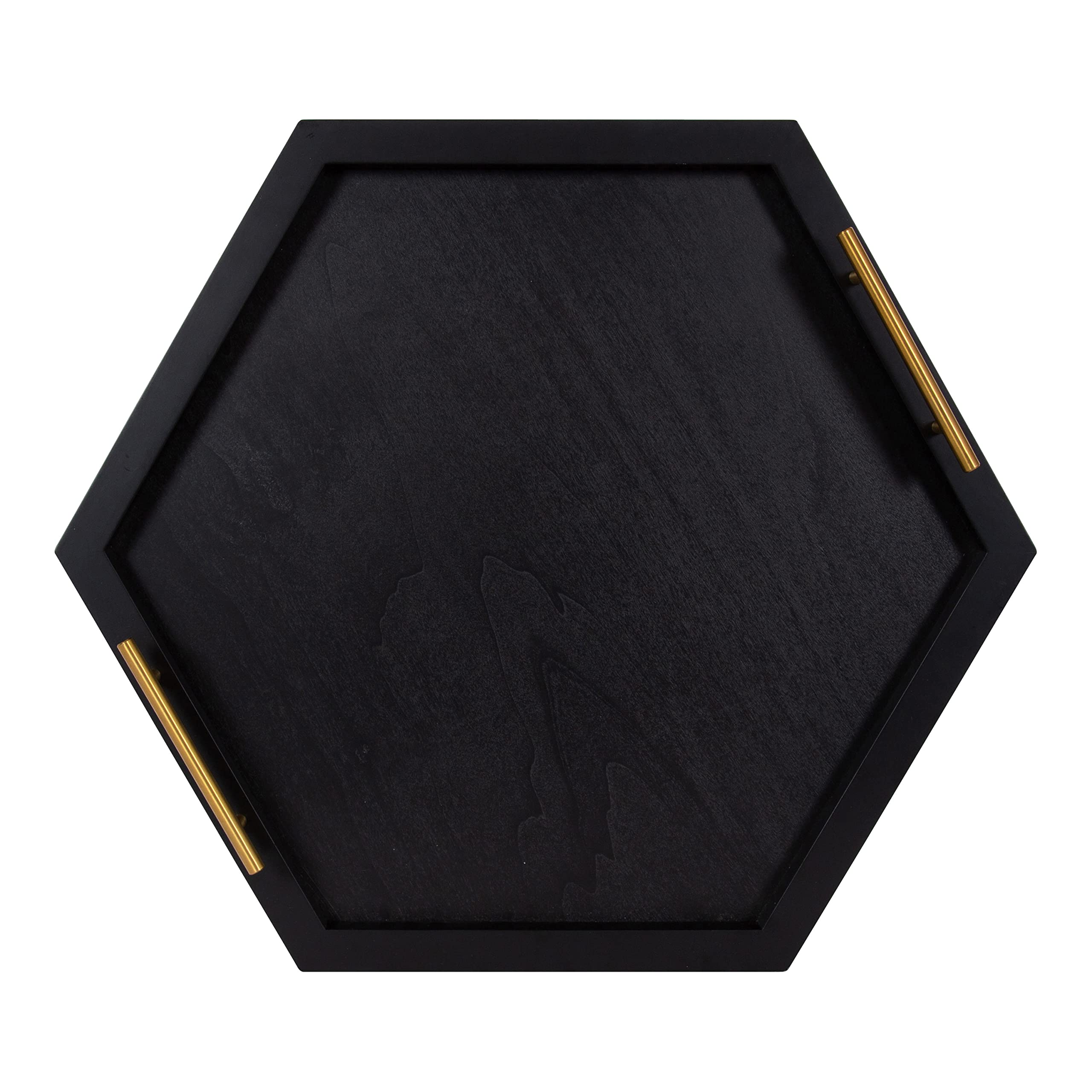 Kate and Laurel Halsey Modern Glam - Bandeja decorativa hexagonal de madera para almacenamiento y exhibición del hogar, 22 x 19 pulgadas, color negro